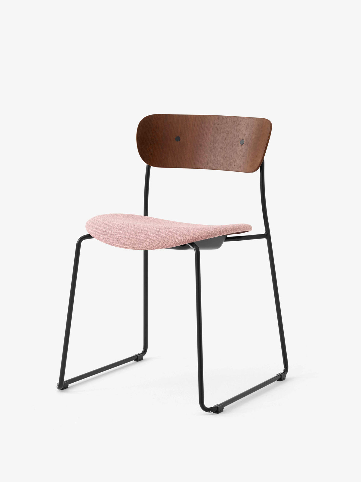 Stuhl PAVILION AV52 lackierte Nuss mit gepolstertem Sitz und schwarzem Gestell