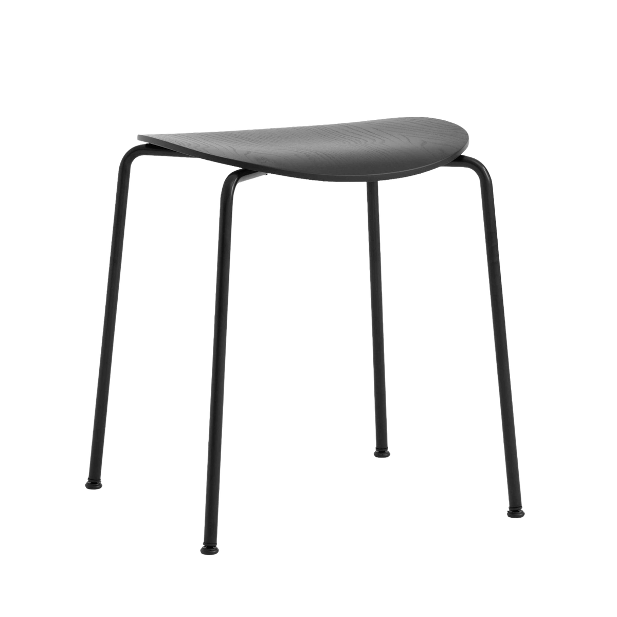 Hocker PAVILION AV36 aus schwarzem Eichenholz mit schwarzem Stahlgestell