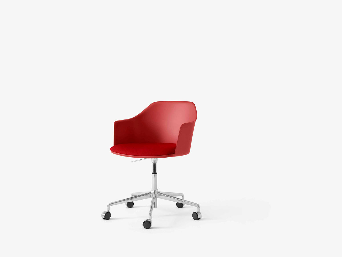 Bürostuhl RELY HW54 in Rot mit gepolstertem Sitz und Aluminiumgestell