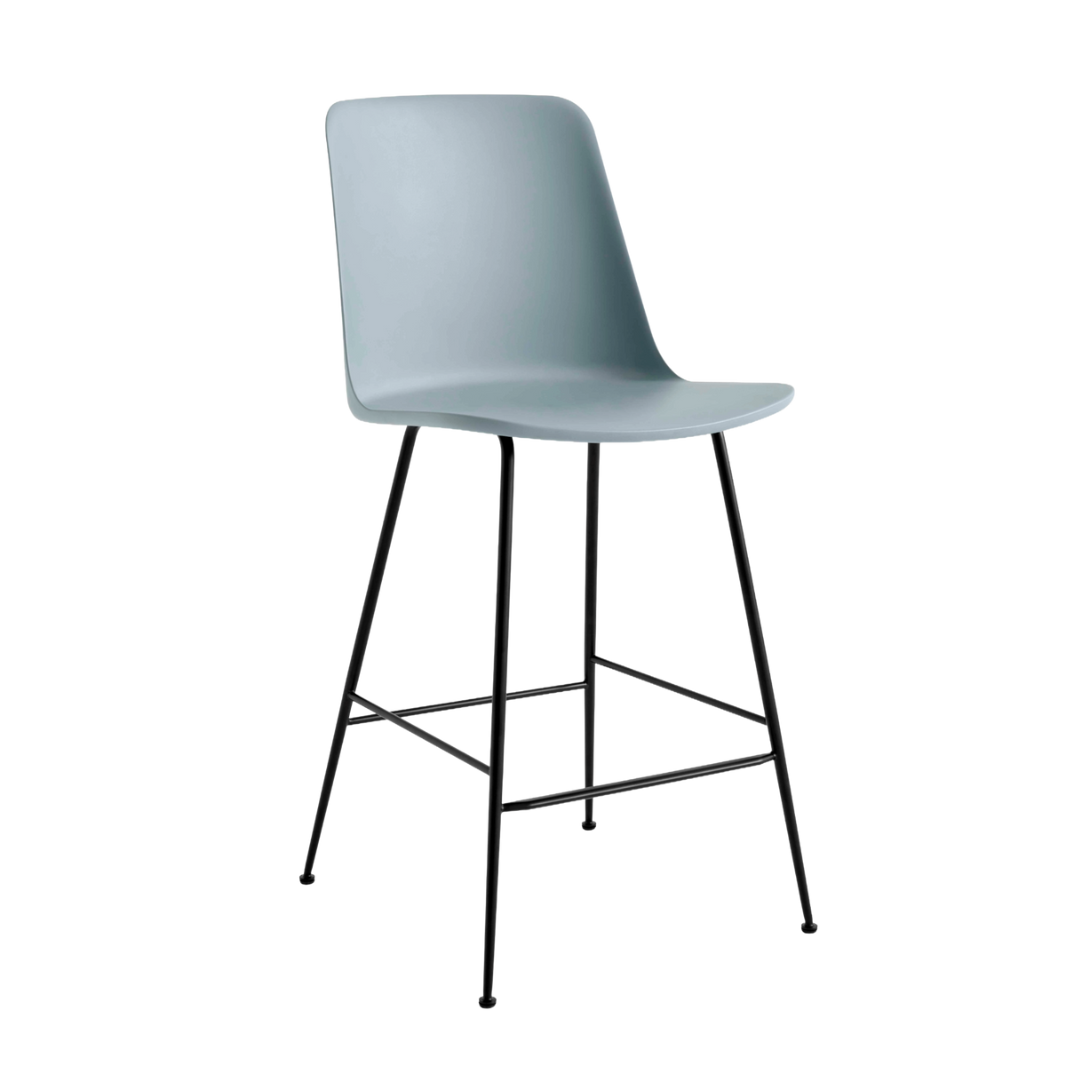 Barhocker RELY himmelblau mit schwarzem Stahlgestell