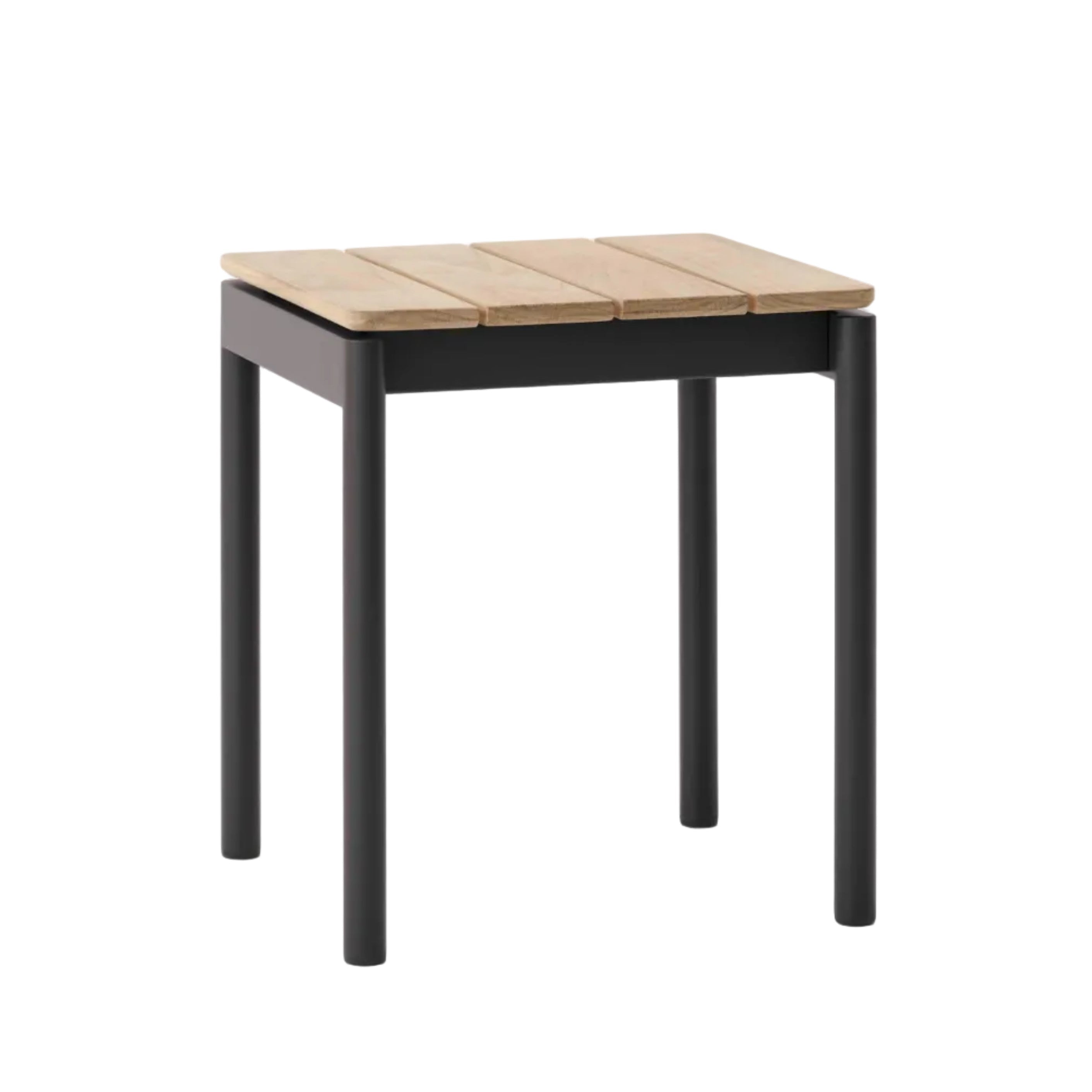 Hocker VILLE AV47 Teakholz mit schwarzem Gestell