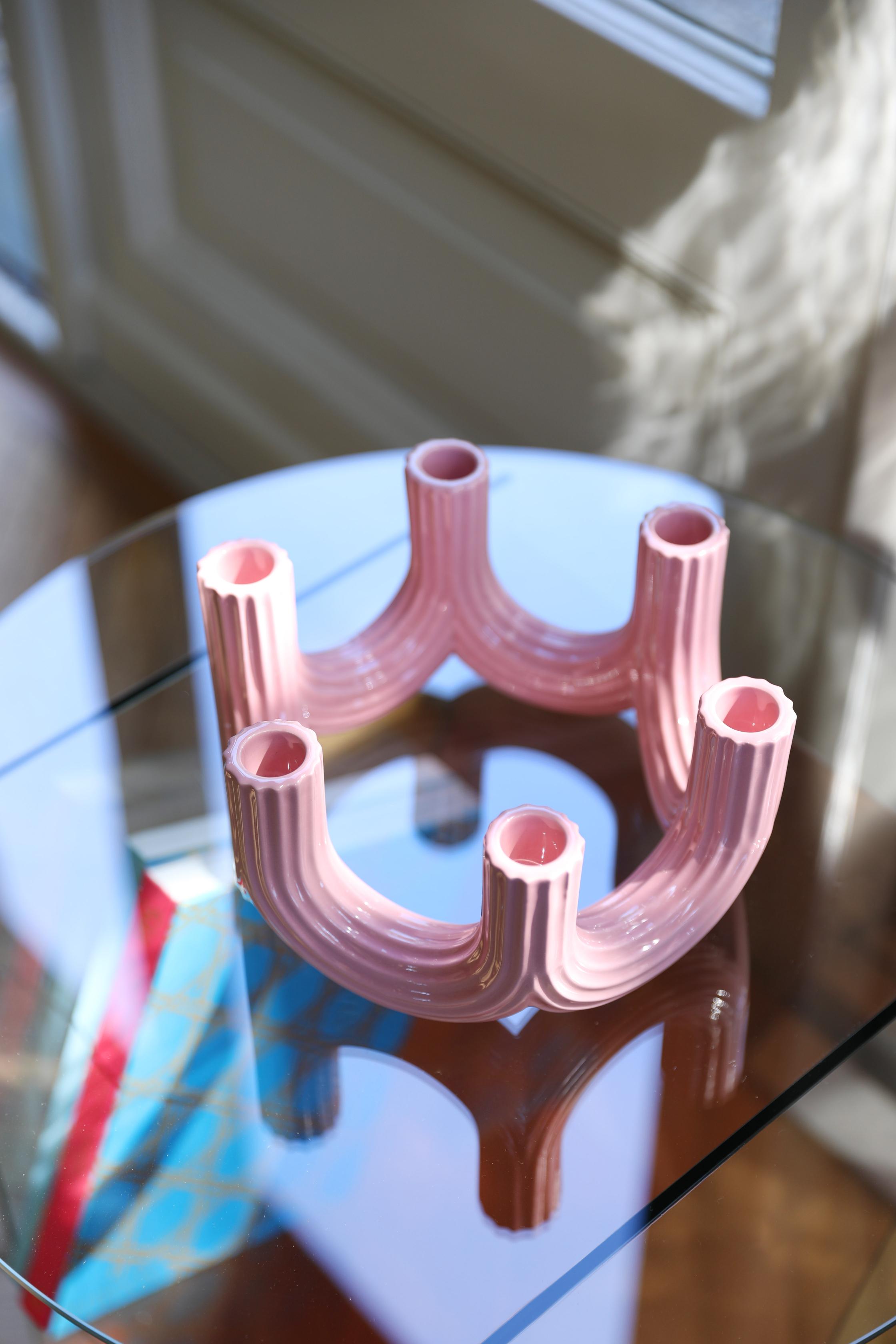 Pink Six-Arm Candle Holder CHURROS