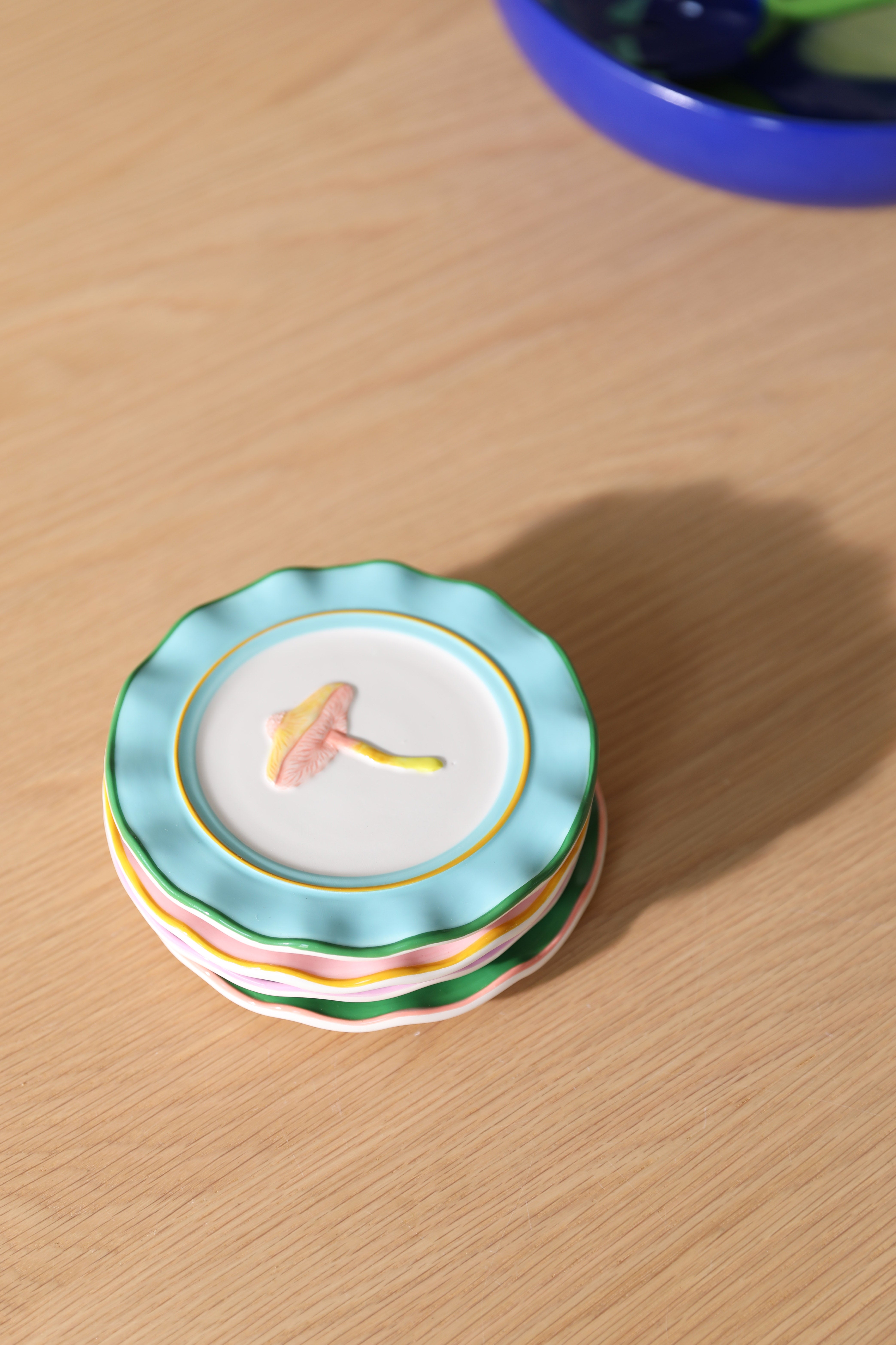Colorful MAGIC MUSHROOM Dessert Plate Set