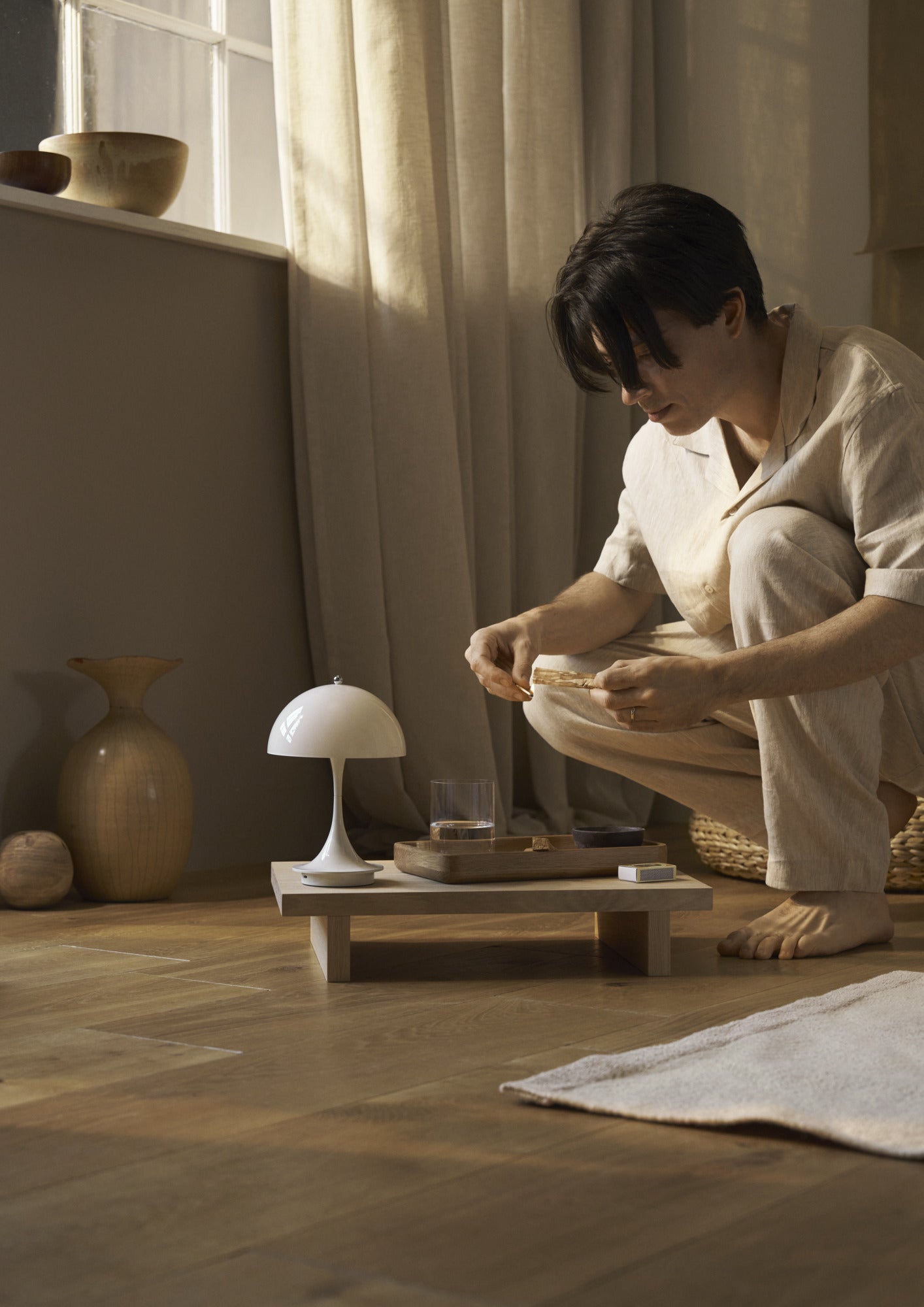 Tragbare Lampe PANTHELLA 250 beige Opal