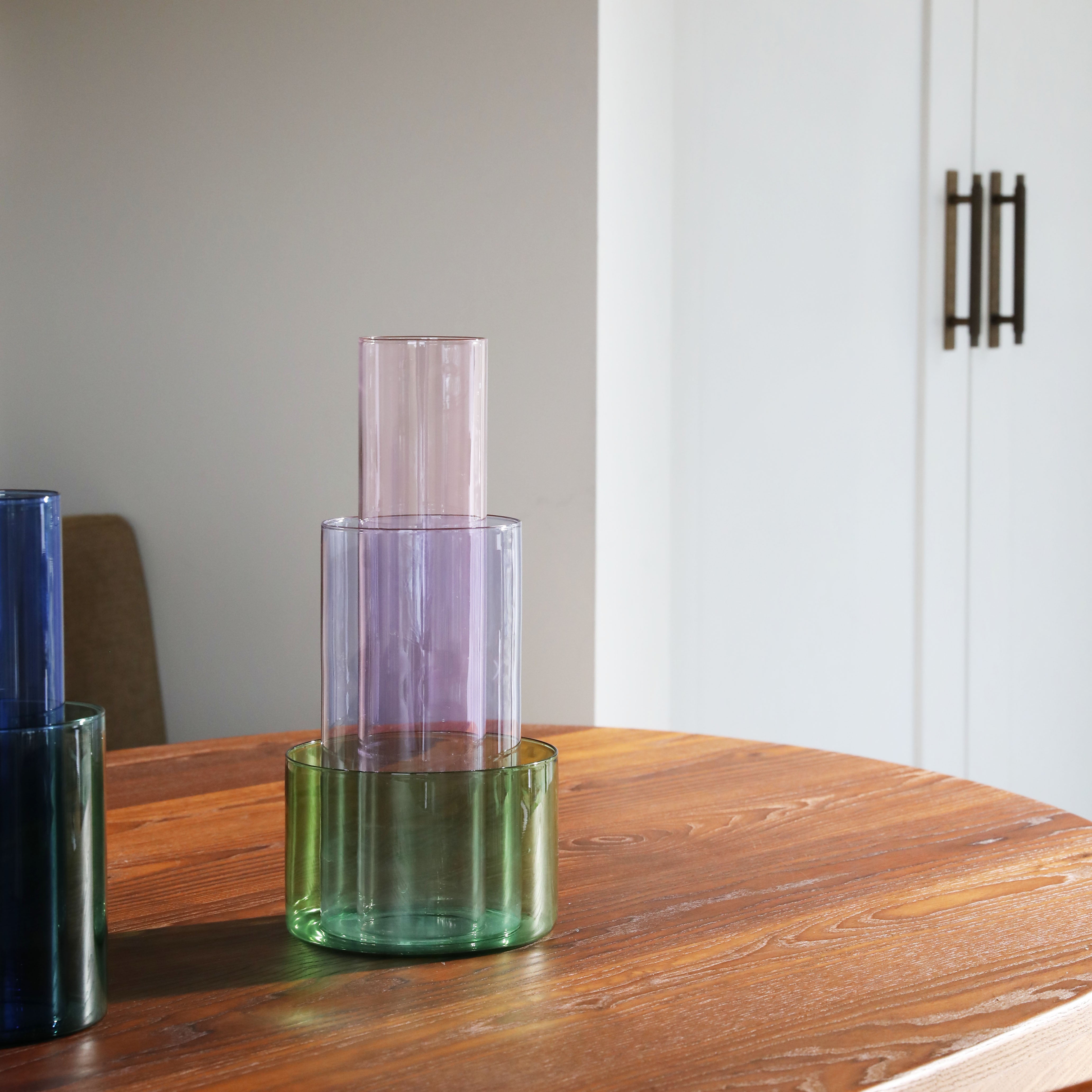 AMPHI Vase in Pink with Purple and Green