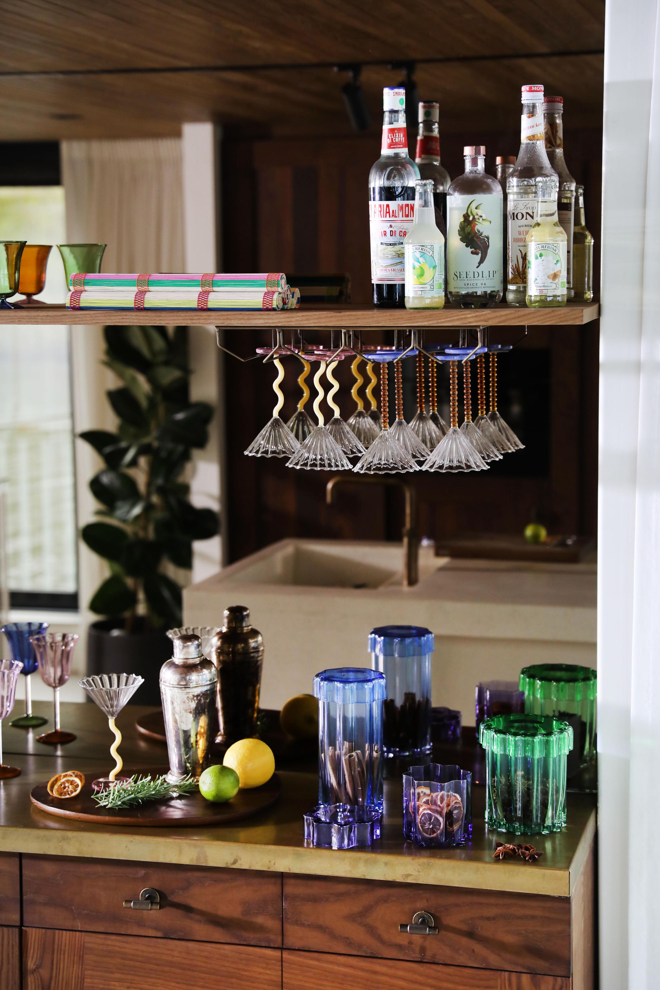 Blue glass container with lid ASTRAL