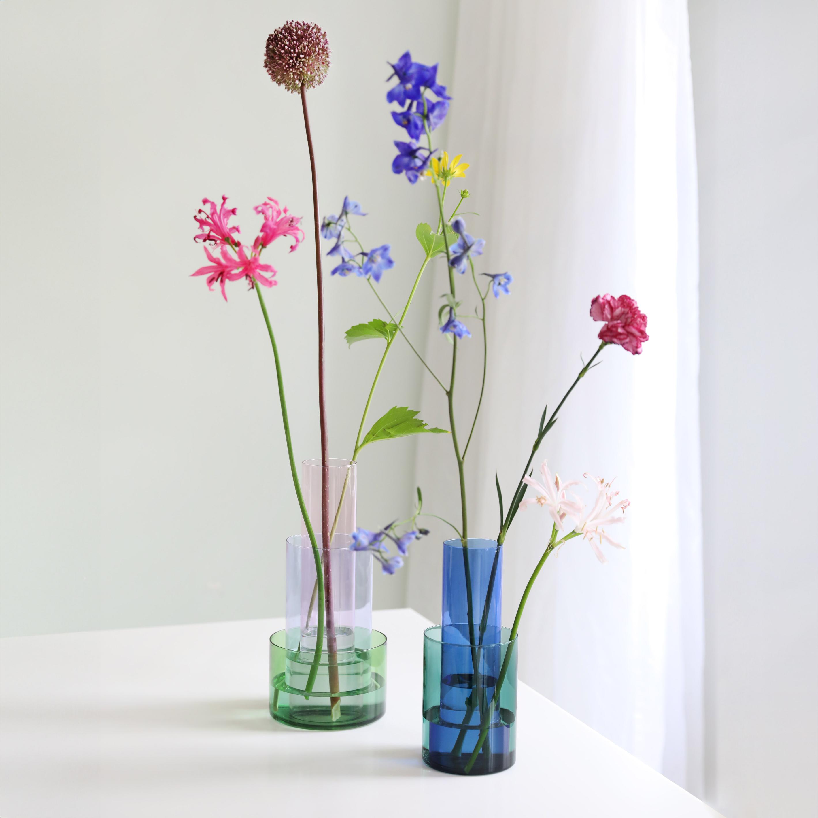 AMPHI Vase in Pink with Purple and Green