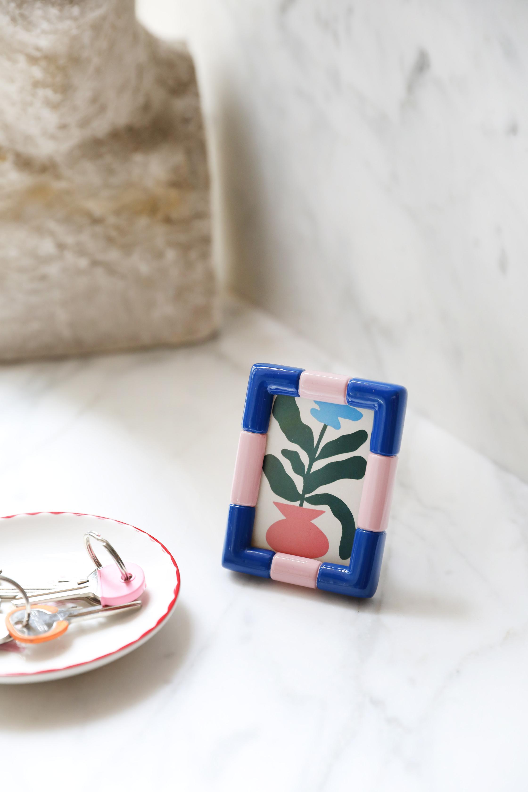 Bilderrahmen RIFT RECHTECK blau mit rosa