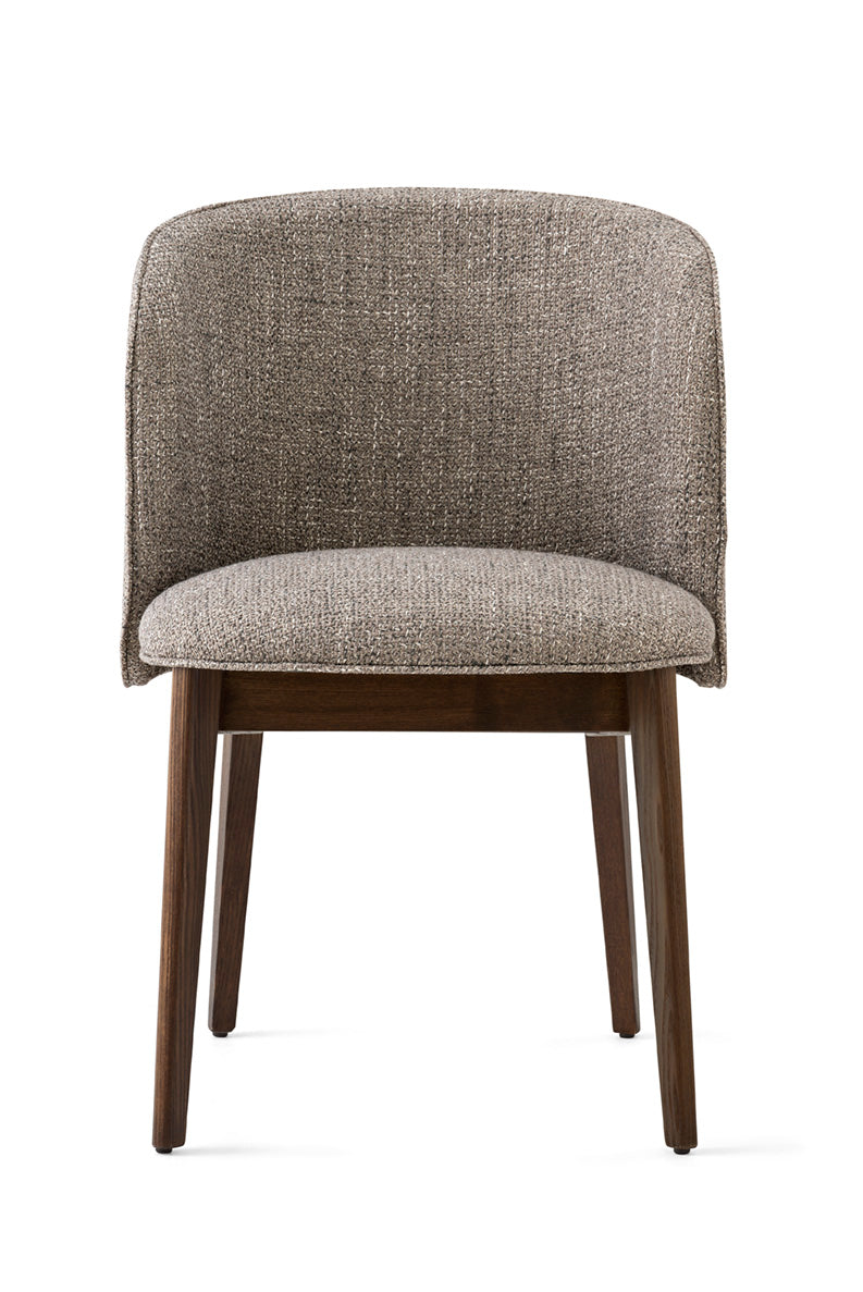 Armchair ABREY upholstered with a dark wooden base