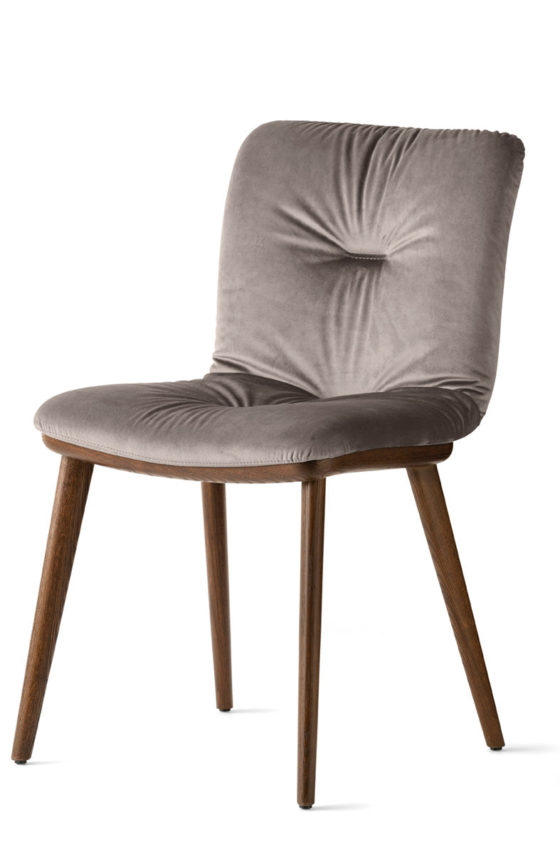 ANNIE SOFT upholstered chair with a dark wooden base