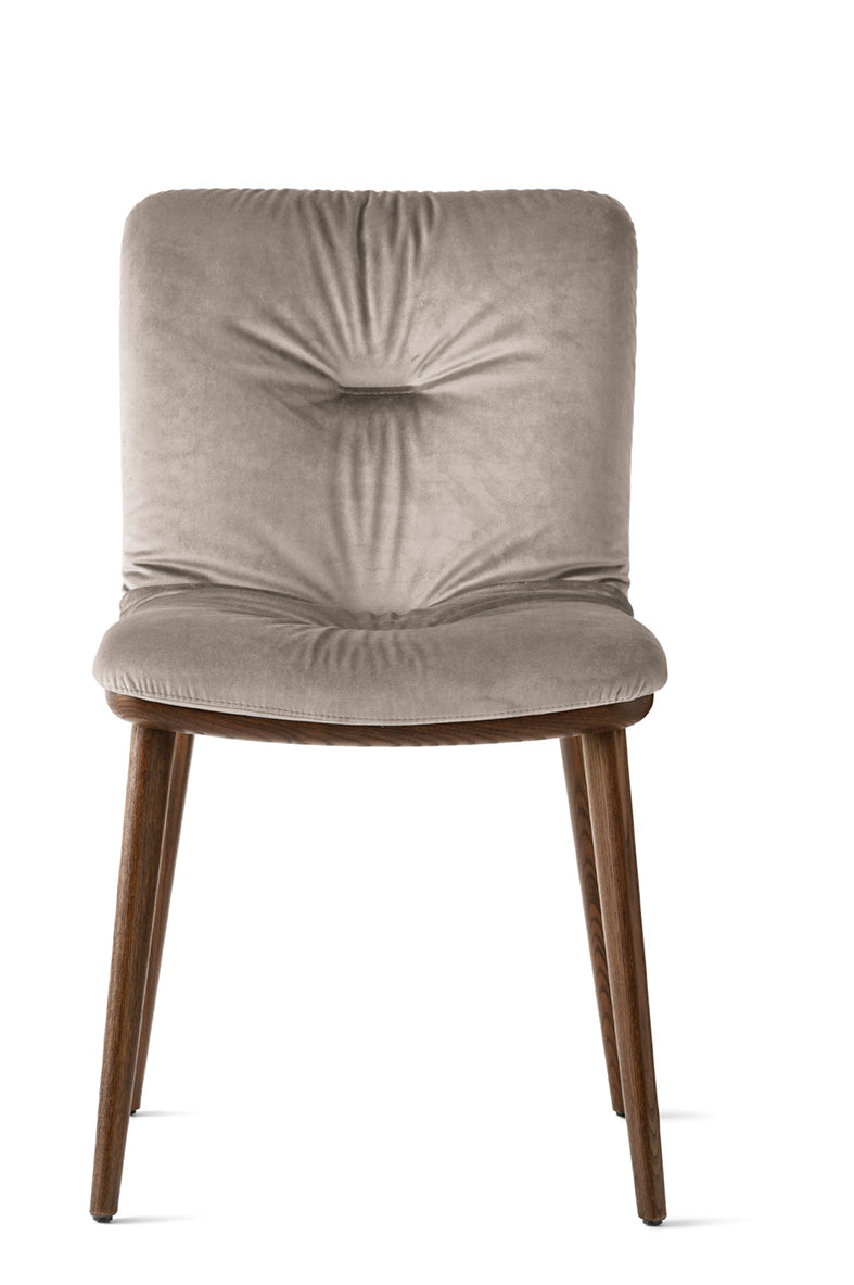 ANNIE SOFT upholstered chair with a dark wooden base