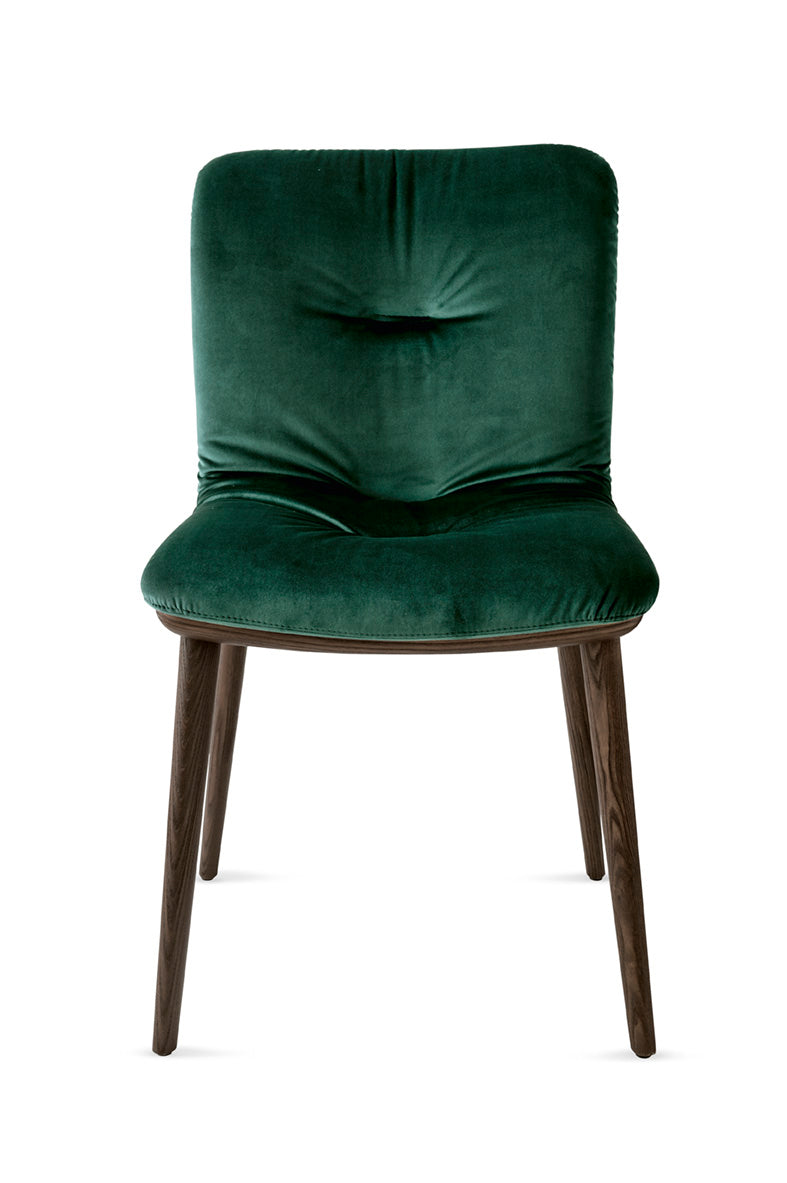 ANNIE SOFT upholstered chair with a dark wooden base