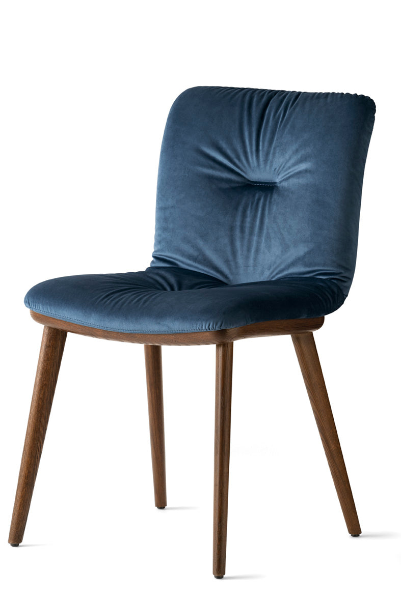 ANNIE SOFT upholstered chair with a dark wooden base