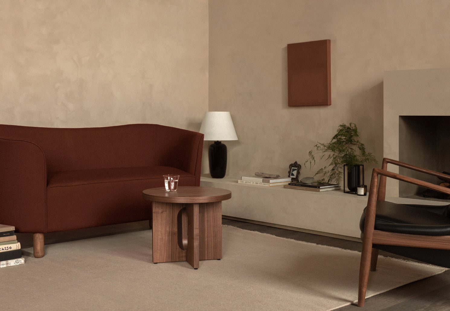 Sofa MINGLE skóra owcza z dębową podstawą