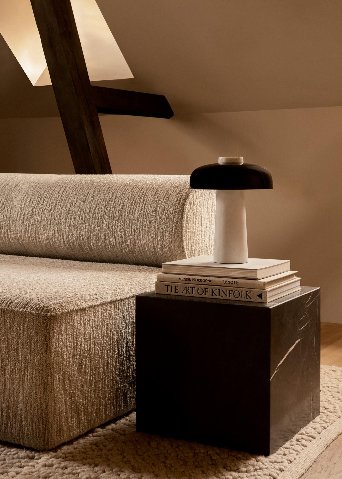PLINTH CUBIC Side Table Brown Marble