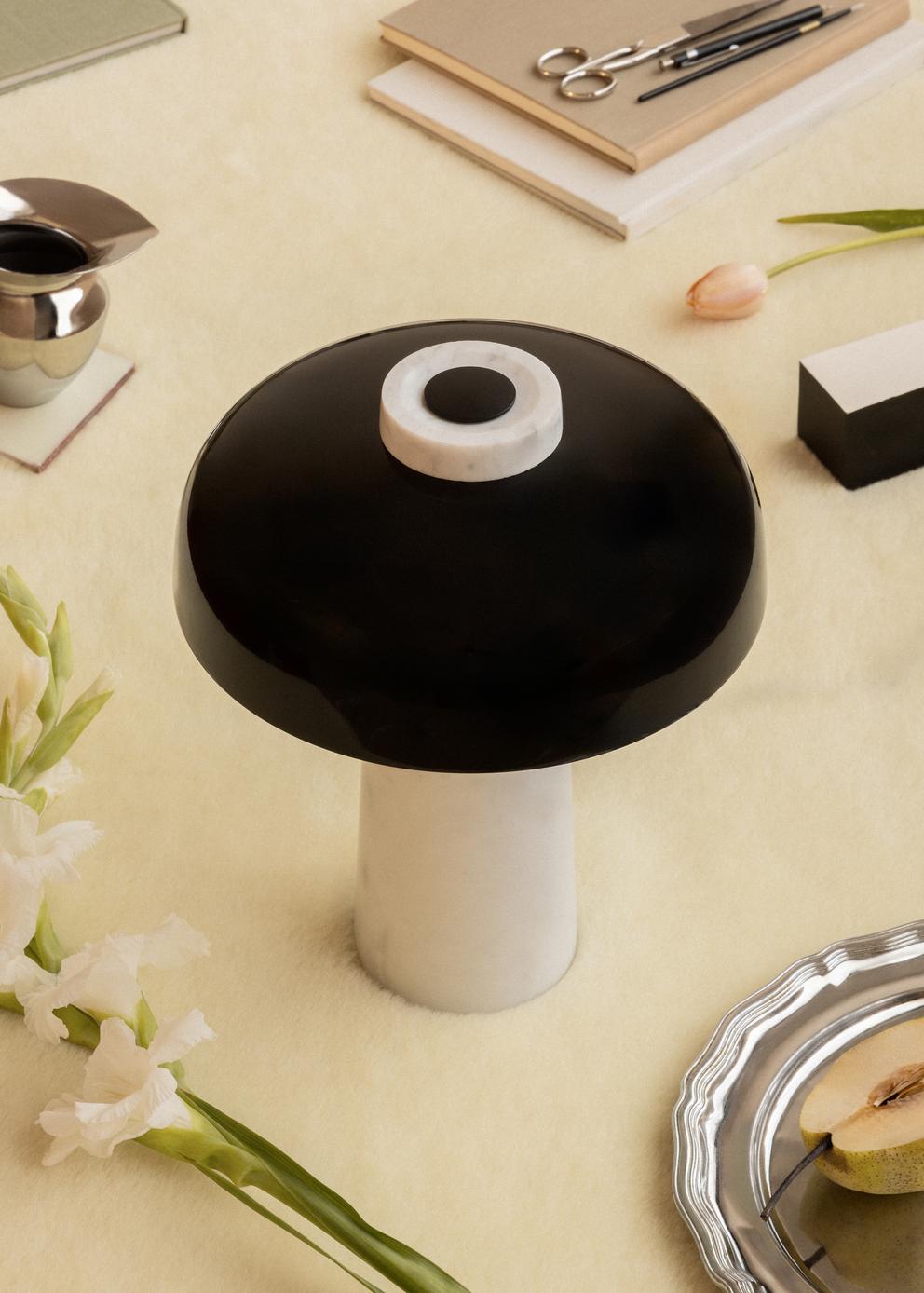REVERSE table lamp black shade with marble base [Julia]