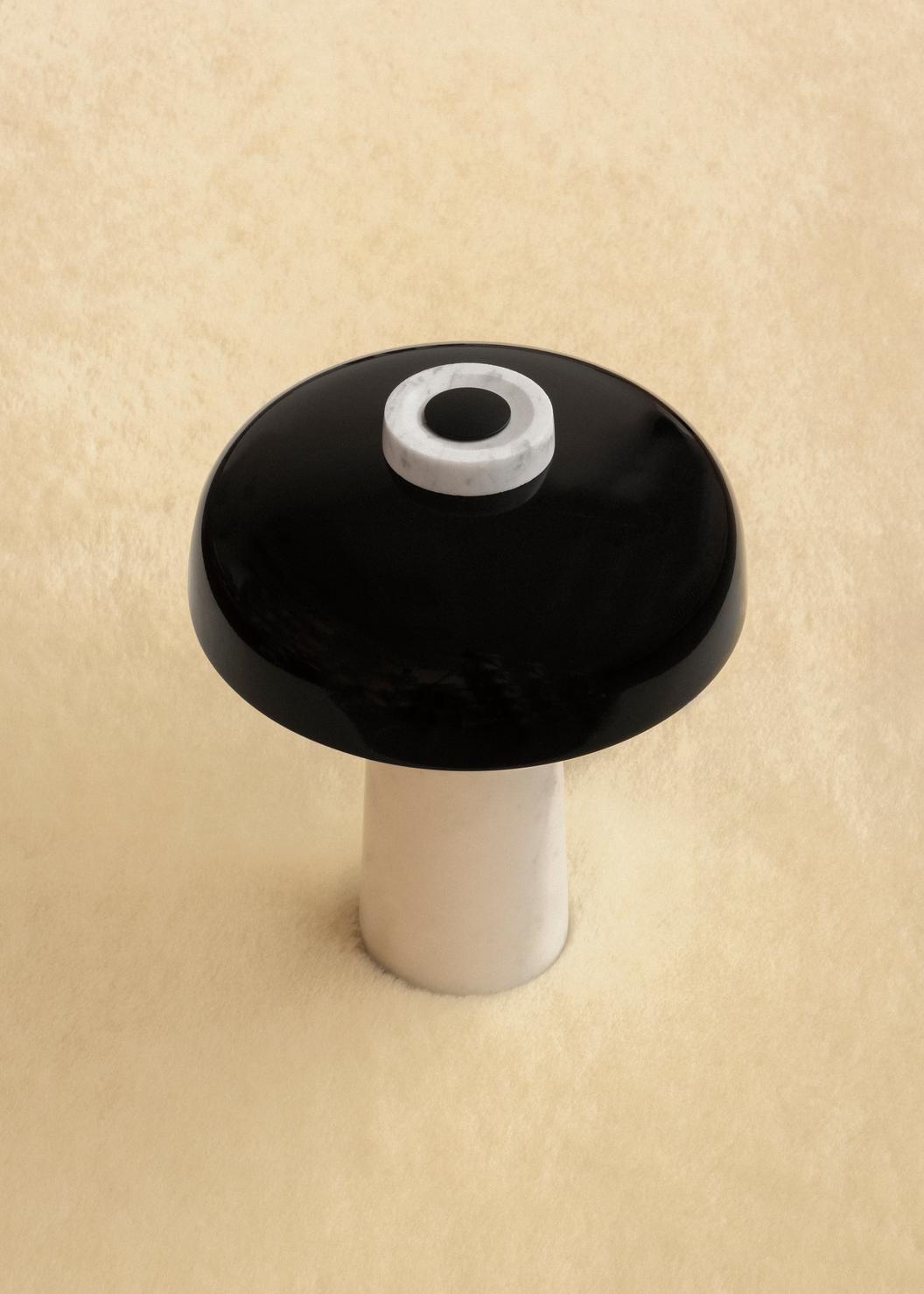 REVERSE table lamp black shade with marble base [Julia]