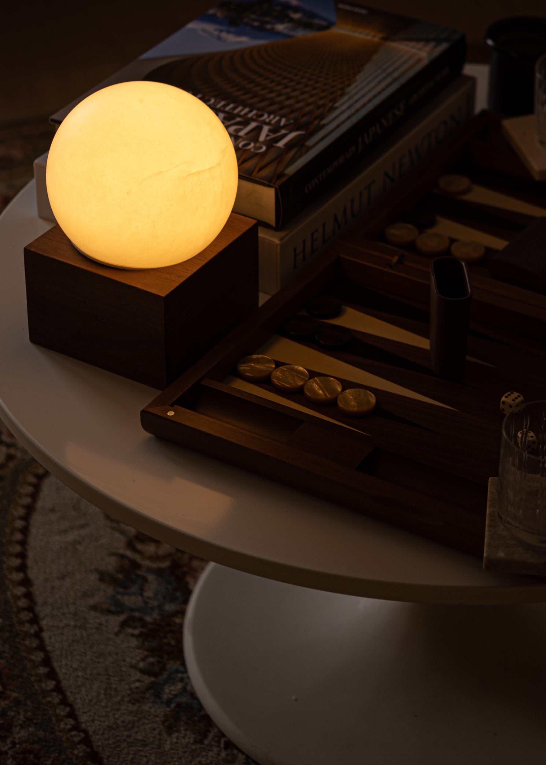 Tragbare Lampe AUGURISTO weißer Alabaster