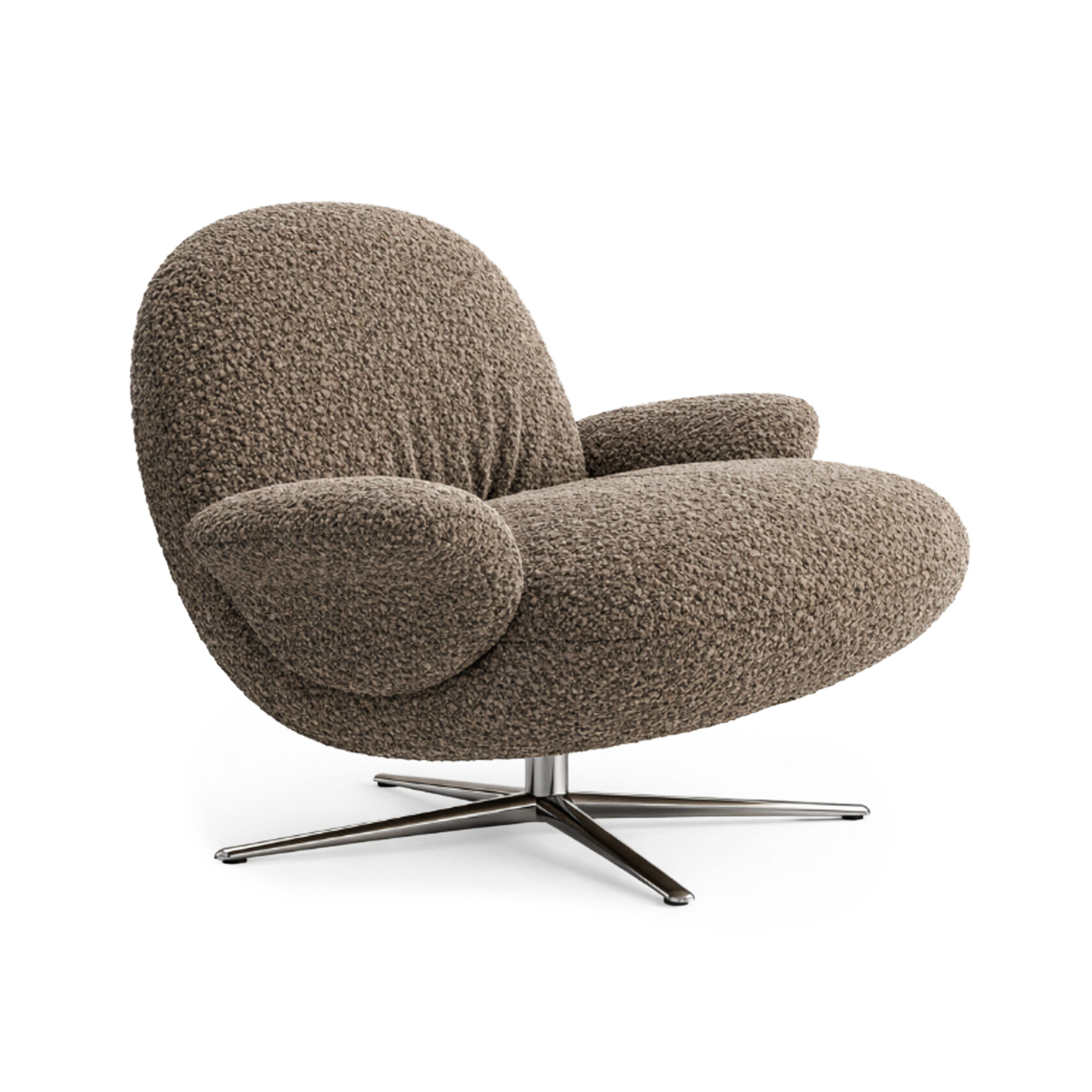 BAOZA Armchair in Brown with Aluminum Base