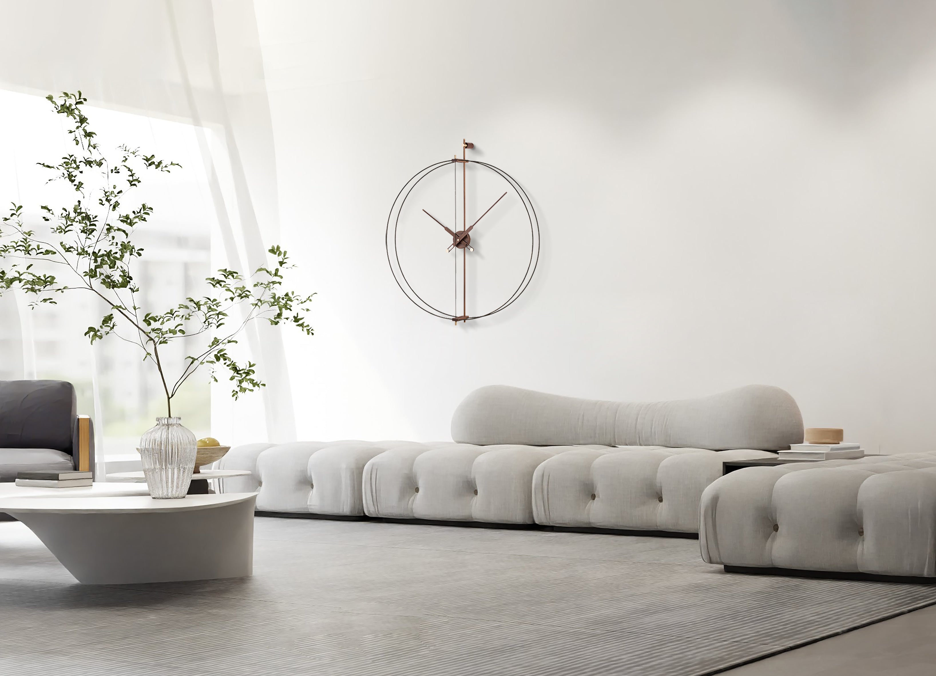 Wanduhr BARCELONA PREMIUM Nussbaum mit Schwarz