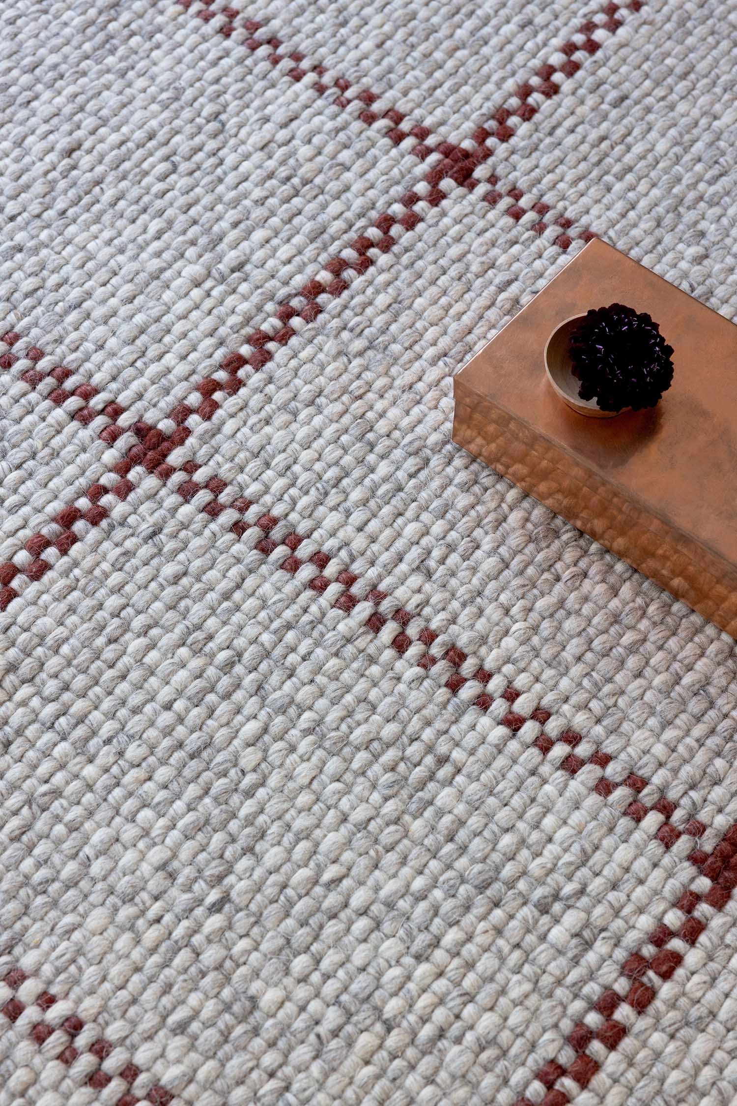 Craft Matter Check Gray rug with burgundy