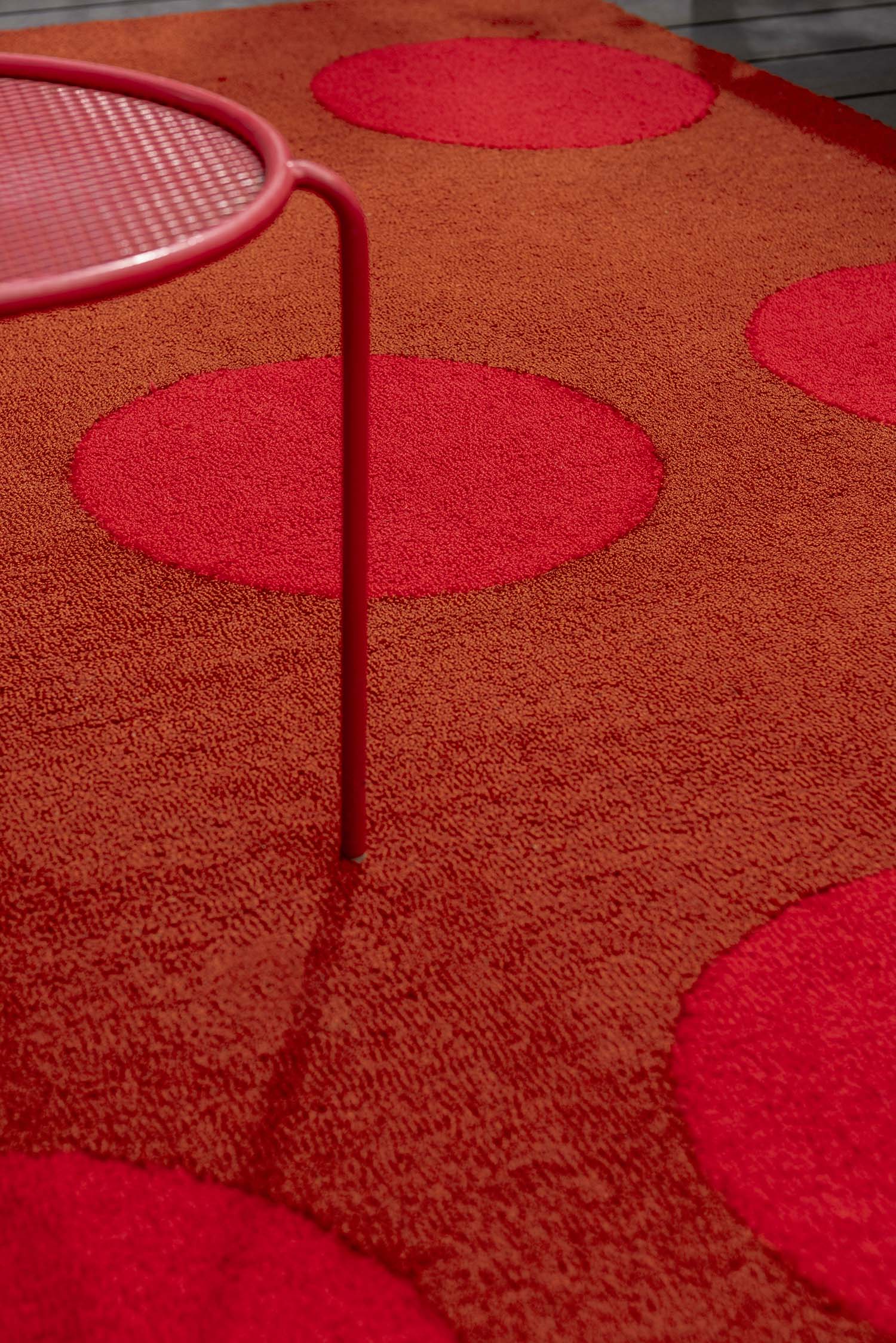 Outdoor rug festival dots red