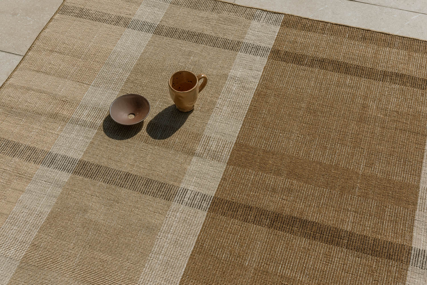 Outdoor Teppich Zona Block Stripe & Check Brown-Bege