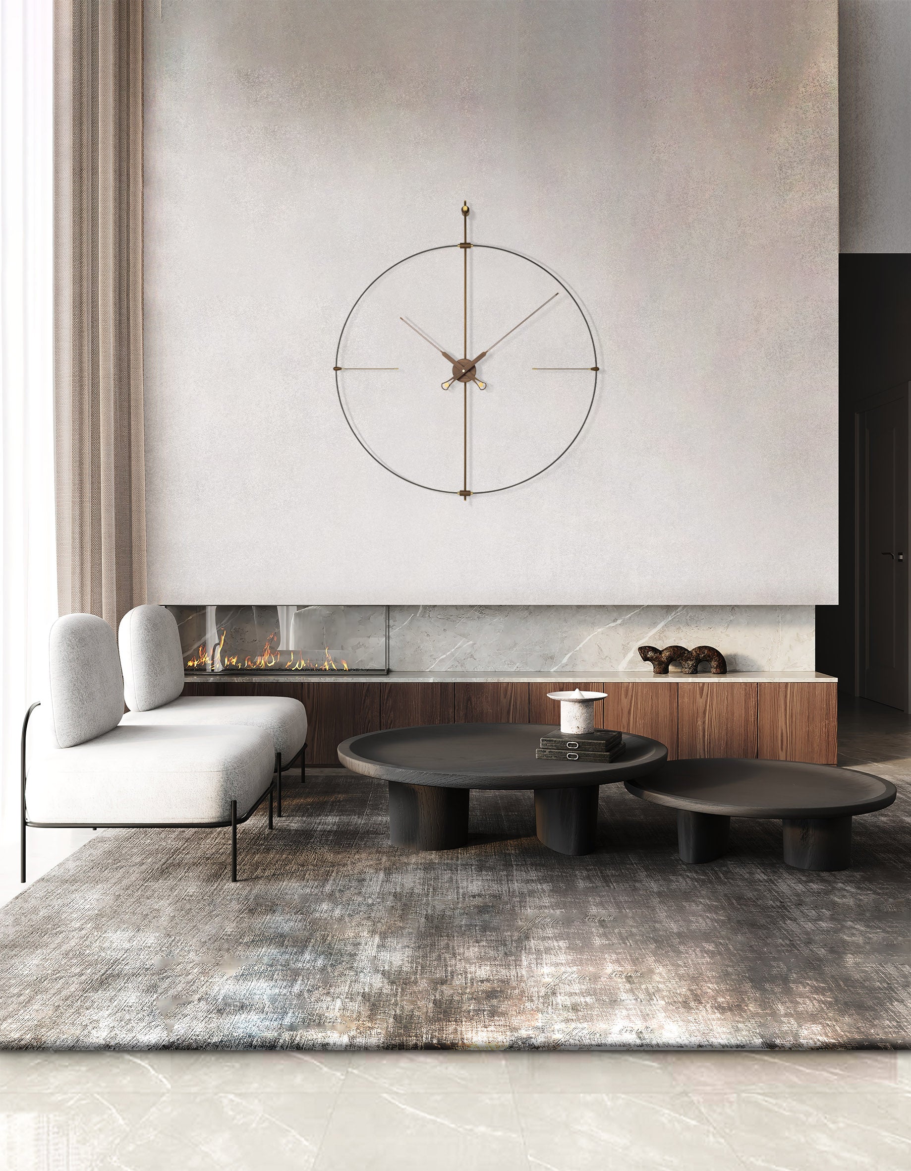 Wanduhr BILBAO PREMIUM Nussbaum mit Schwarz