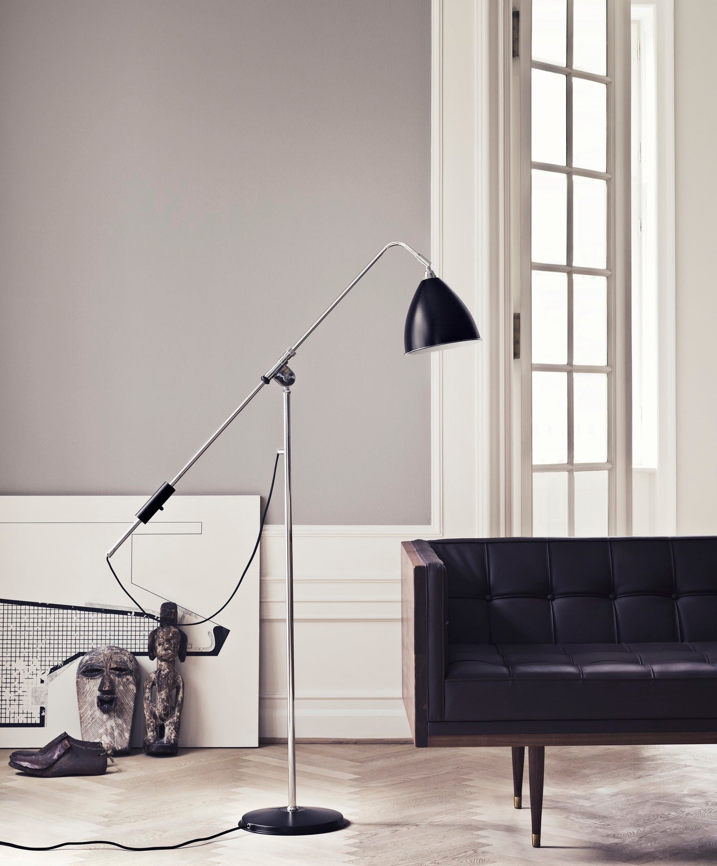BESTLITE BL4 Floor Lamp in Brass with Gray Shade