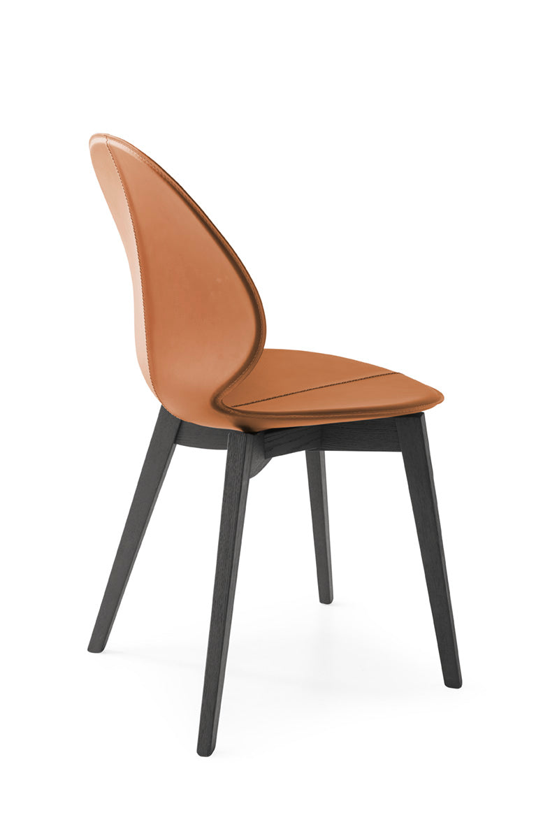 BASIL chair with brown seat and black wooden base