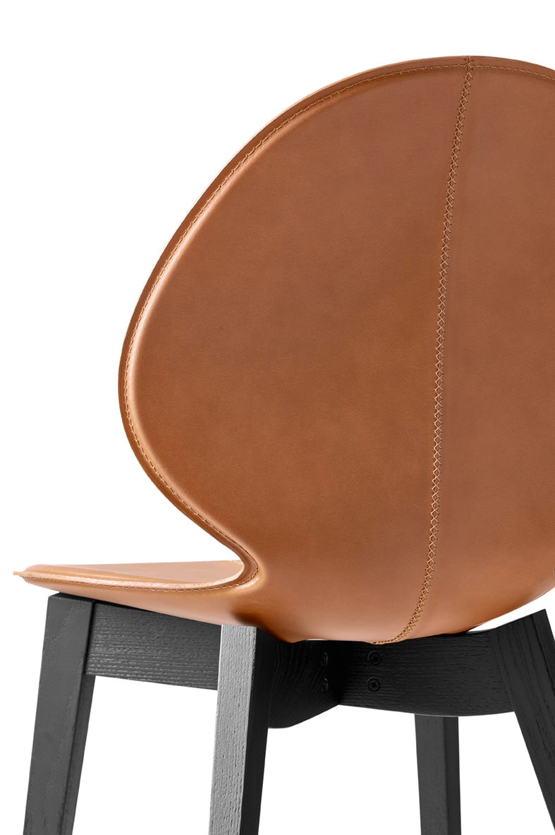 BASIL chair with brown seat and black wooden base