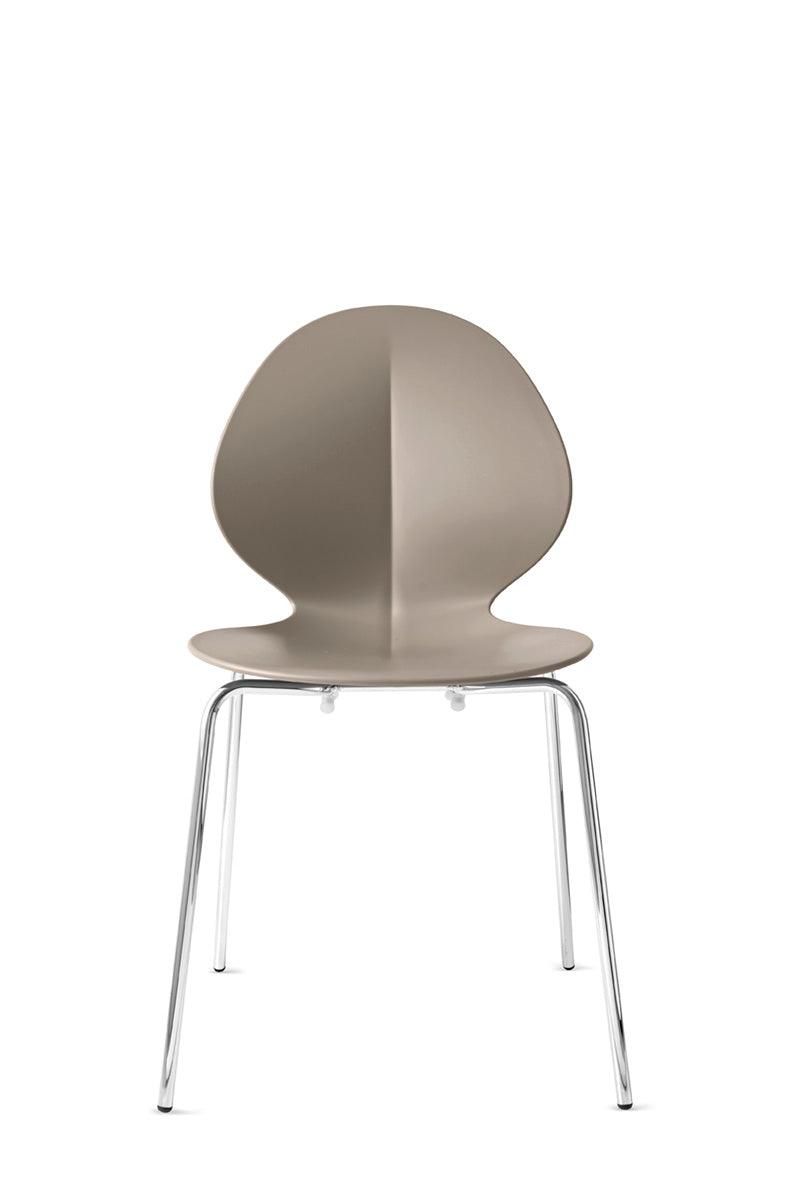 BASIL chair taupe seat with chrome metal base