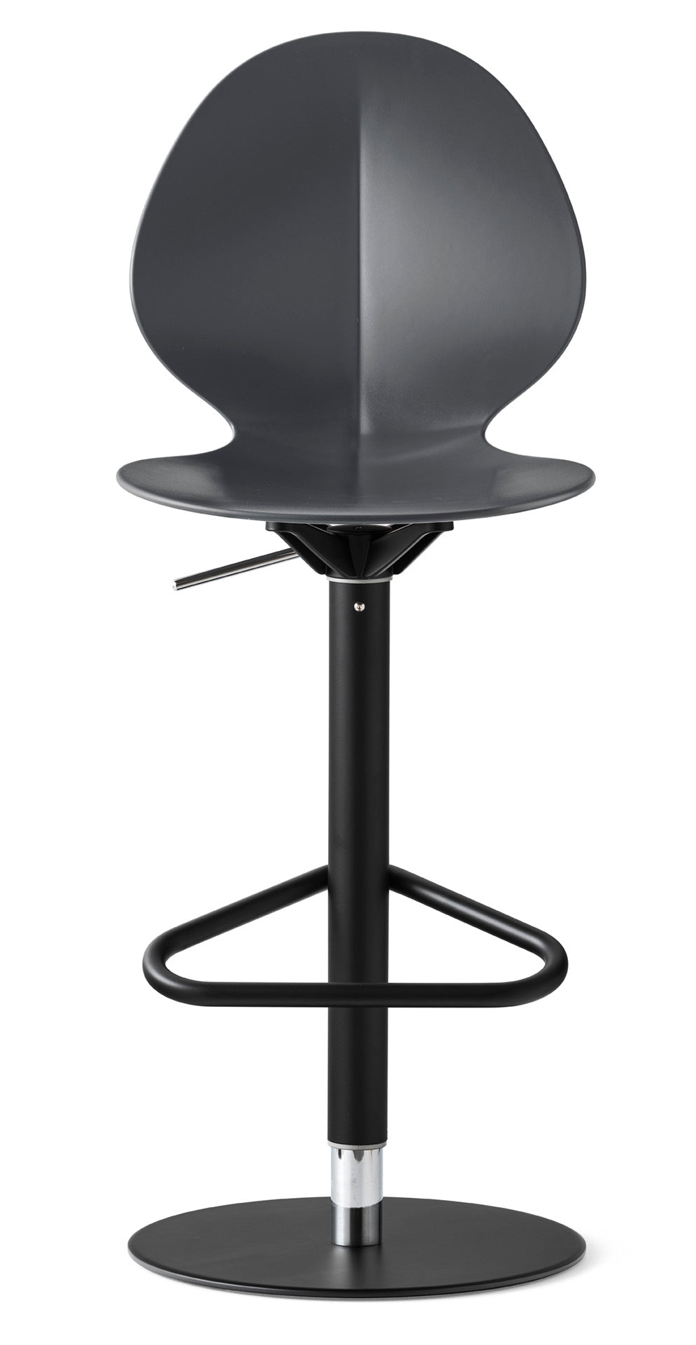 Drehbares Barhocker BASIL mit grauem Sitz und schwarzem Fuß
