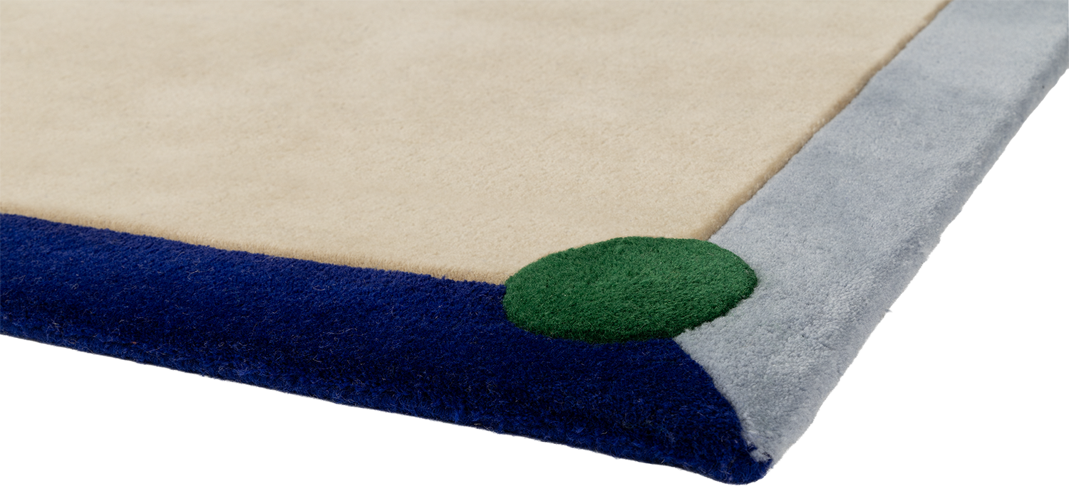 Teppich BERLIN beige mit Blau und Grün