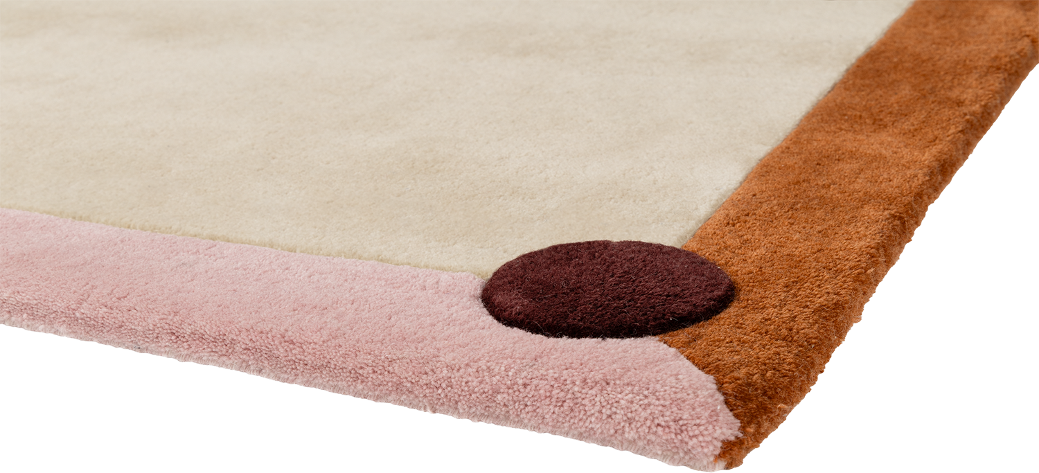 Teppich BERLIN beige mit orange und marineblau