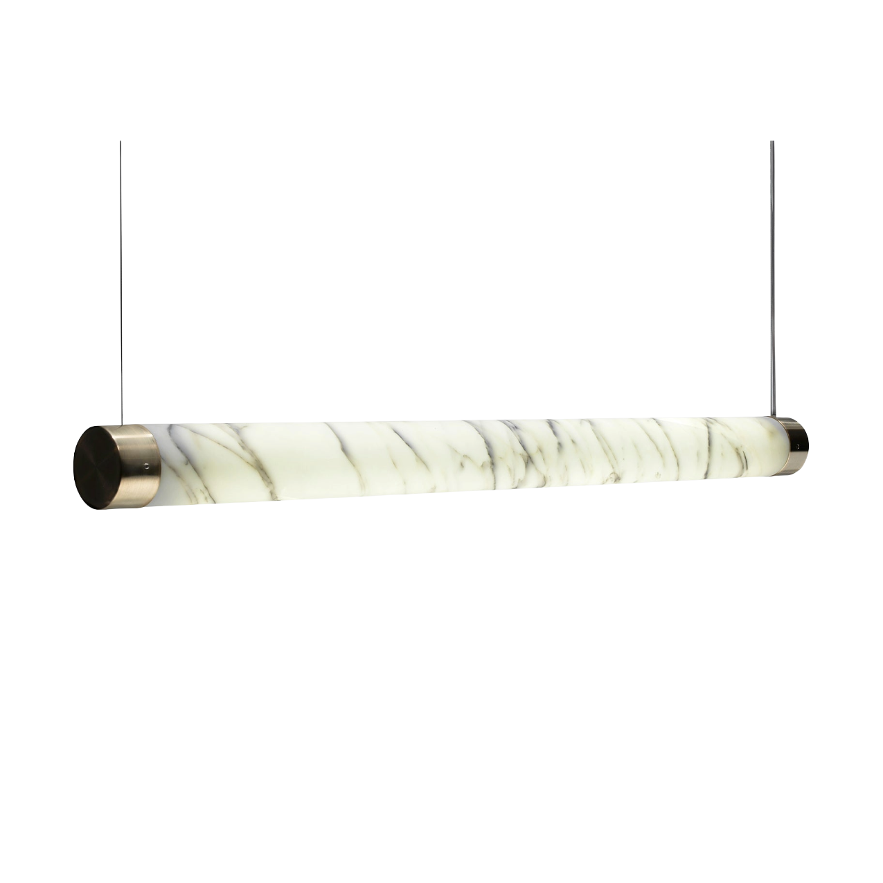 Pendelleuchte TUBE aus Marmor mit messingfarbener Oberfläche