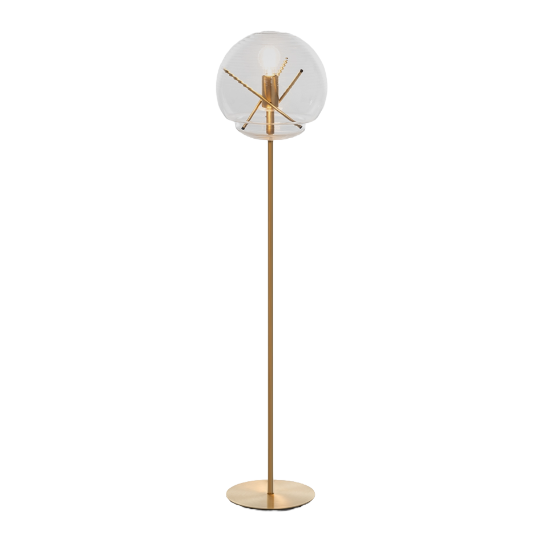 Stehlampe VITRUVIO transparent mit goldener Basis