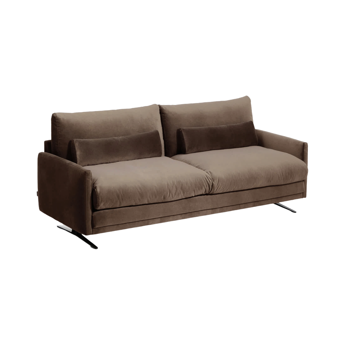 Sofa 3-Sitzer Veliro dunkelbraun mit schwarzem Gestell
