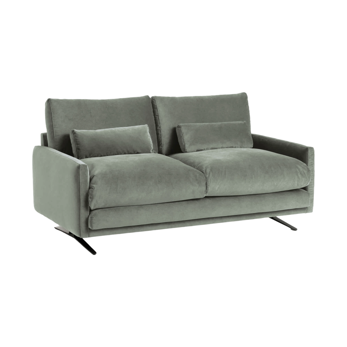 Sofa 2-Sitzer Veliro grün mit schwarzem Gestell