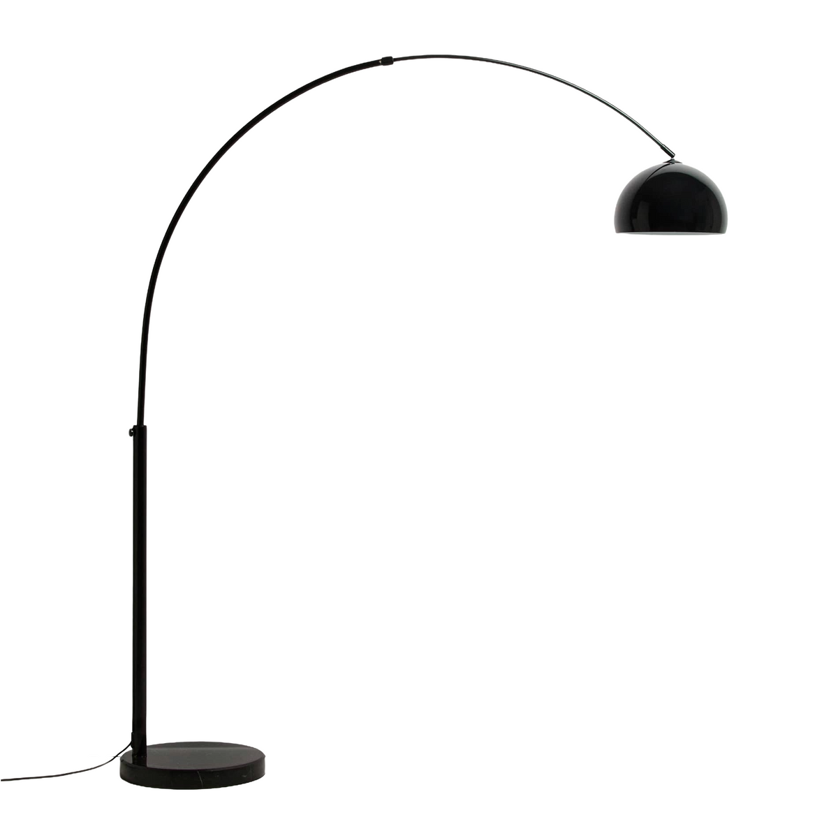 Bogen-Stehlampe MADALI schwarz mit schwarzem Marmorsockel
