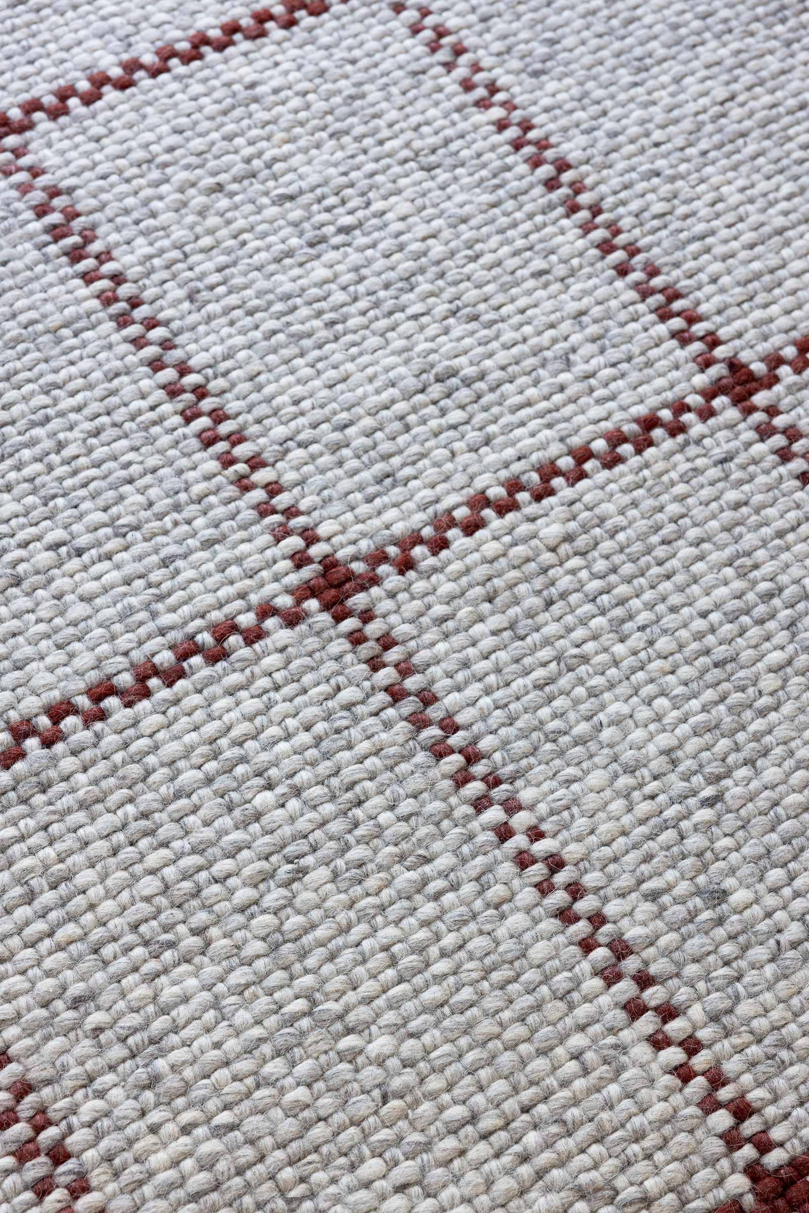 Craft Matter Check Gray rug with burgundy