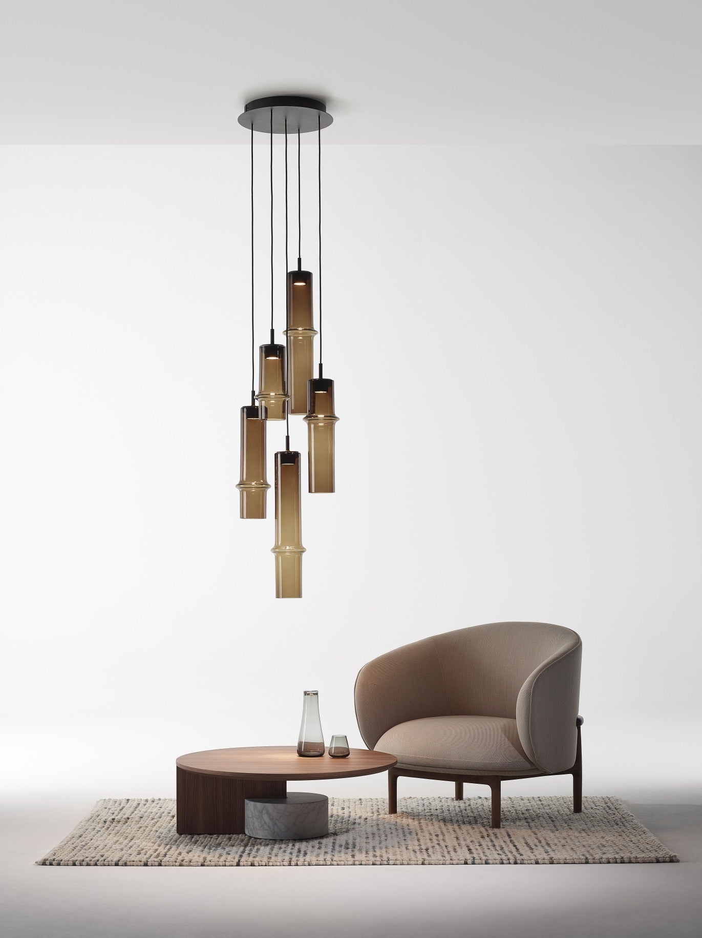 Lampe Bambuswaldglas hängende Lampe