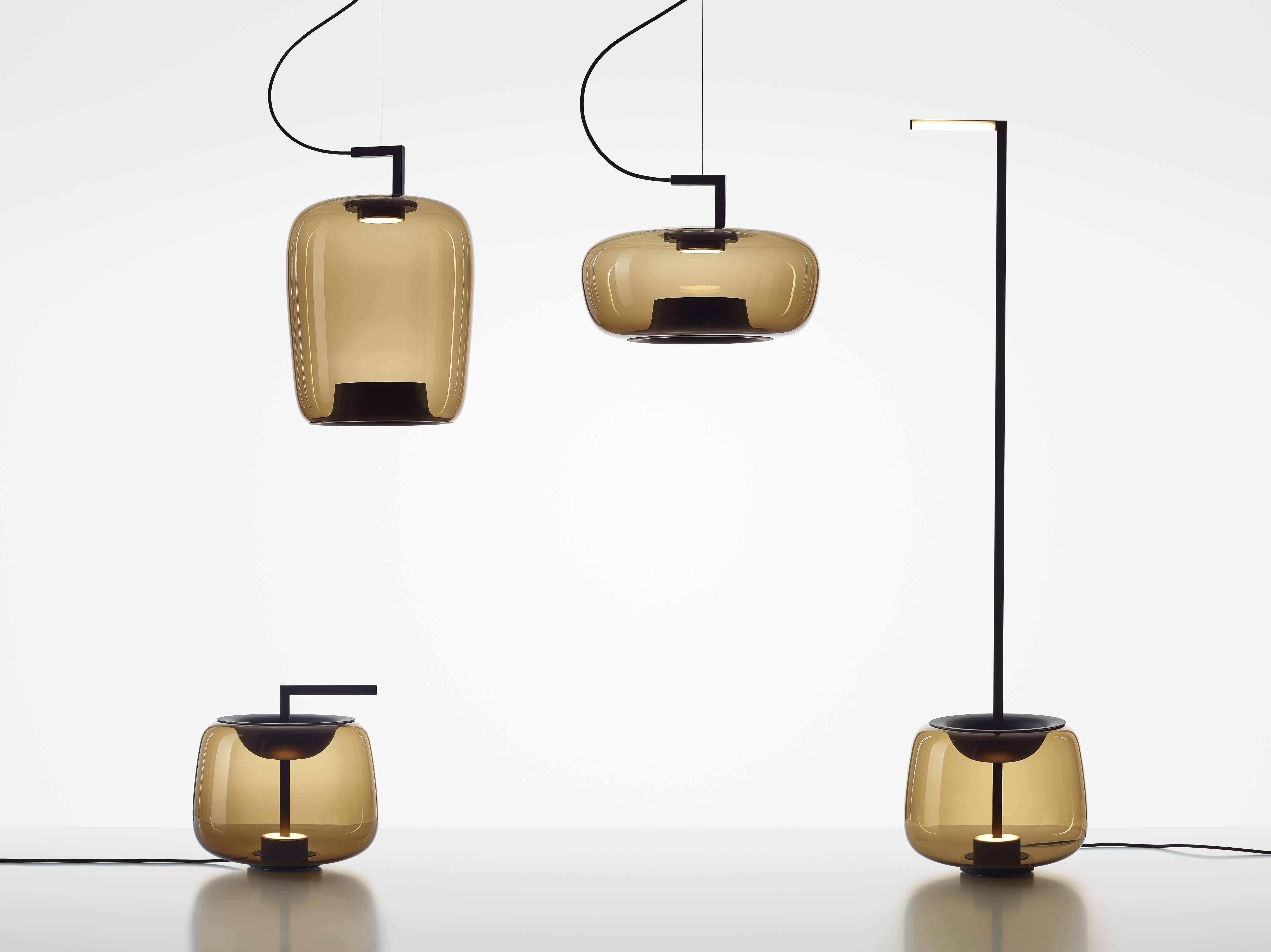 Double -shiny glass floor lamp
