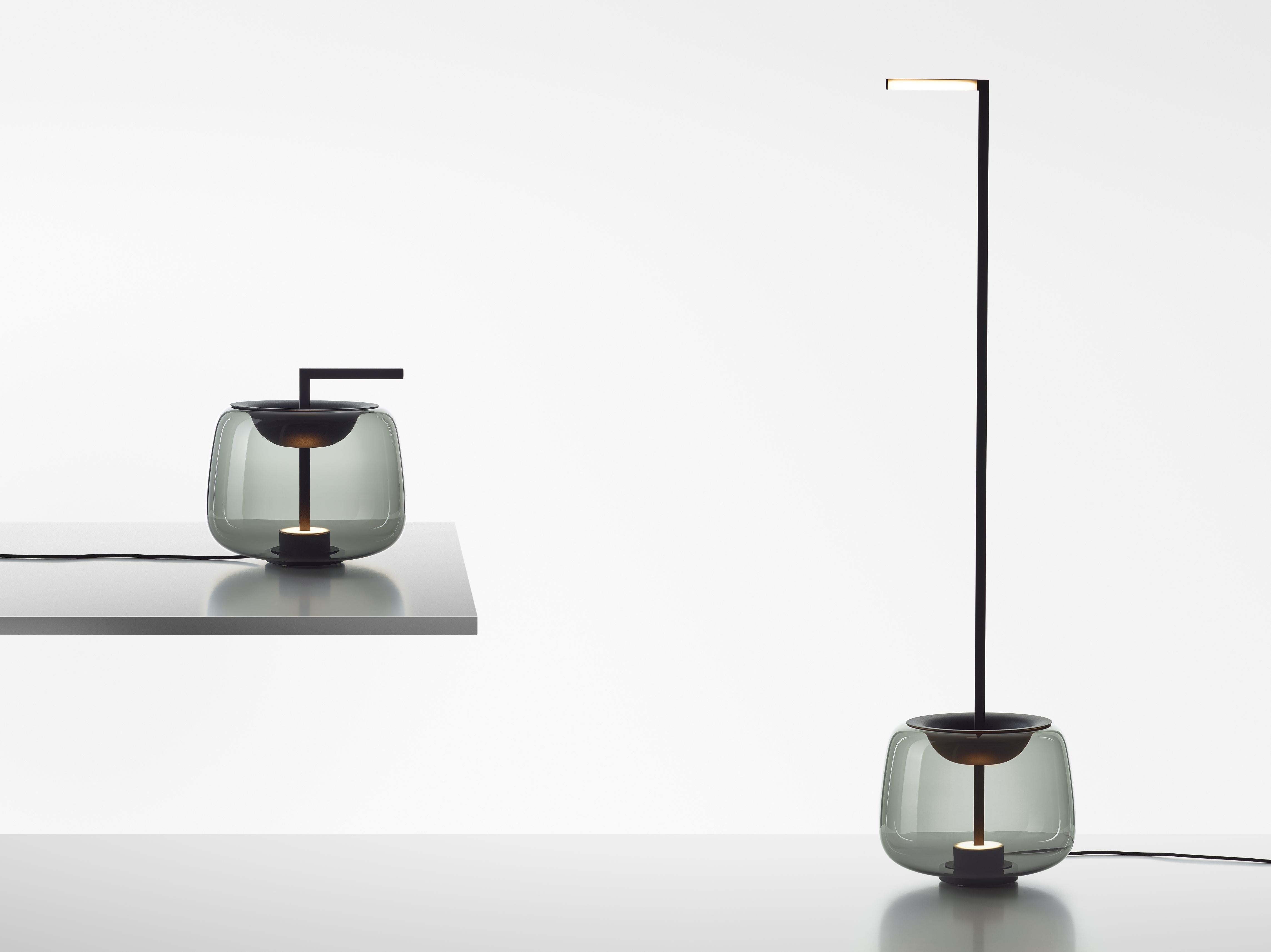 Double -shiny glass floor lamp
