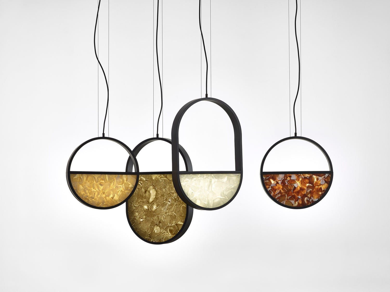 Hängende Lampe Geometrische Oval 2/3 Brokisglass glänzend Glas