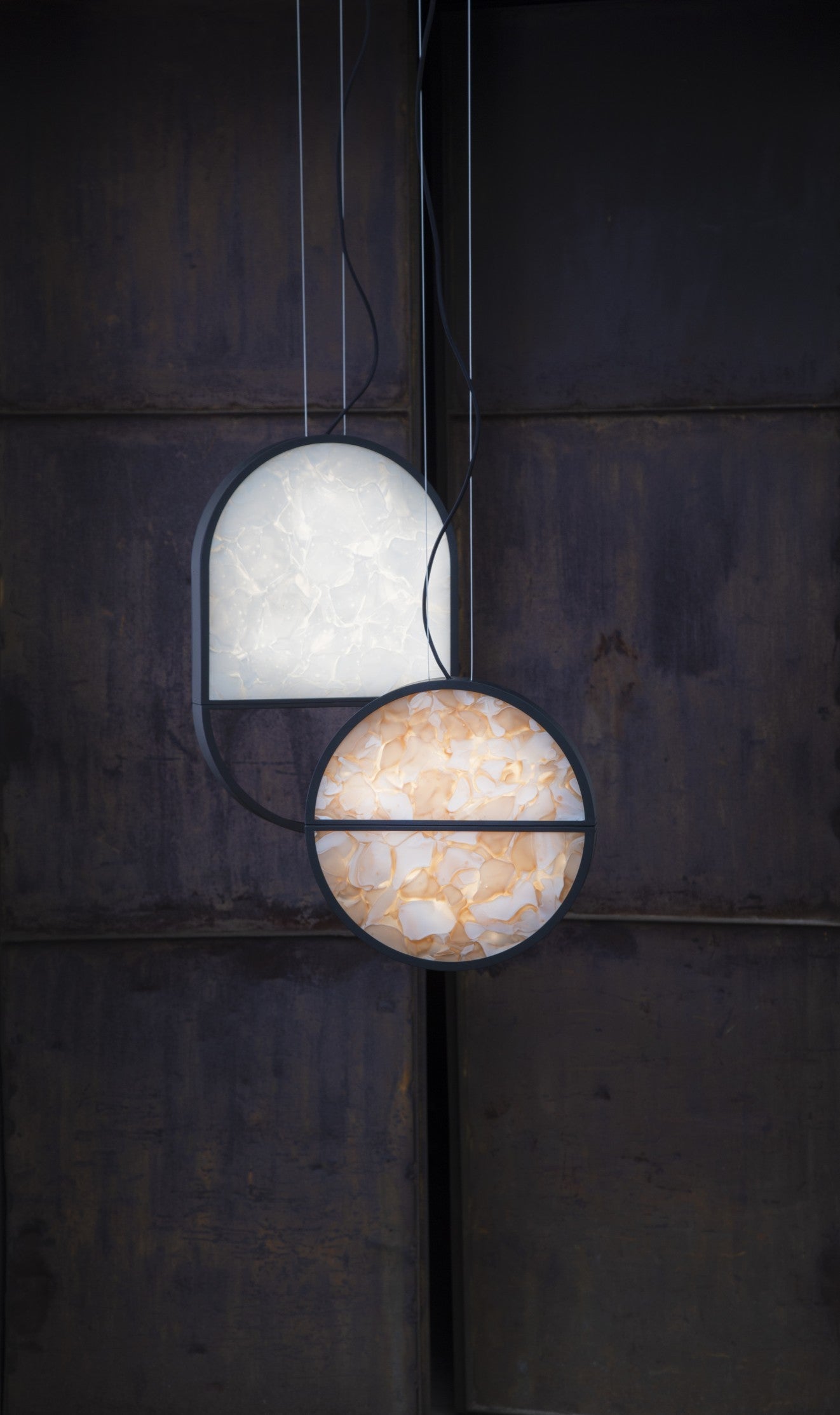 Hängende Lampe Geometrische Oval 2/3 Brokisglass glänzend Glas