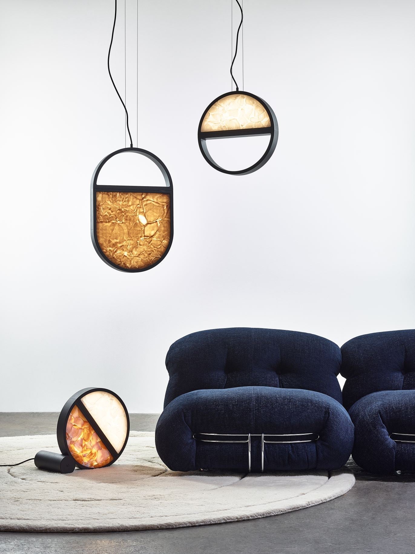Geometrische Tischlampe Bokisglass glänzendes Glas