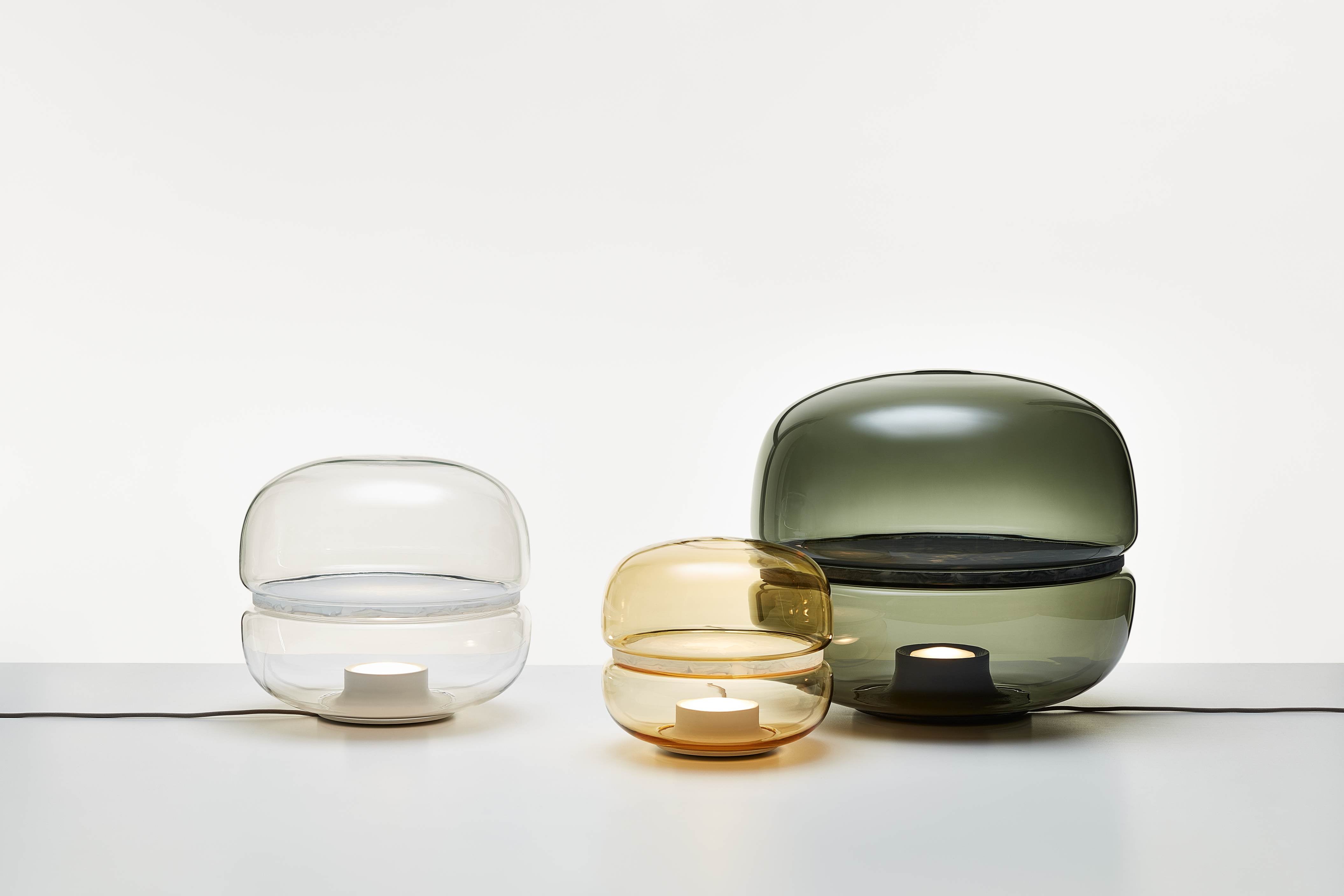 Makkaron -M -Tischlampe aufblasbares Glas mit Onyx