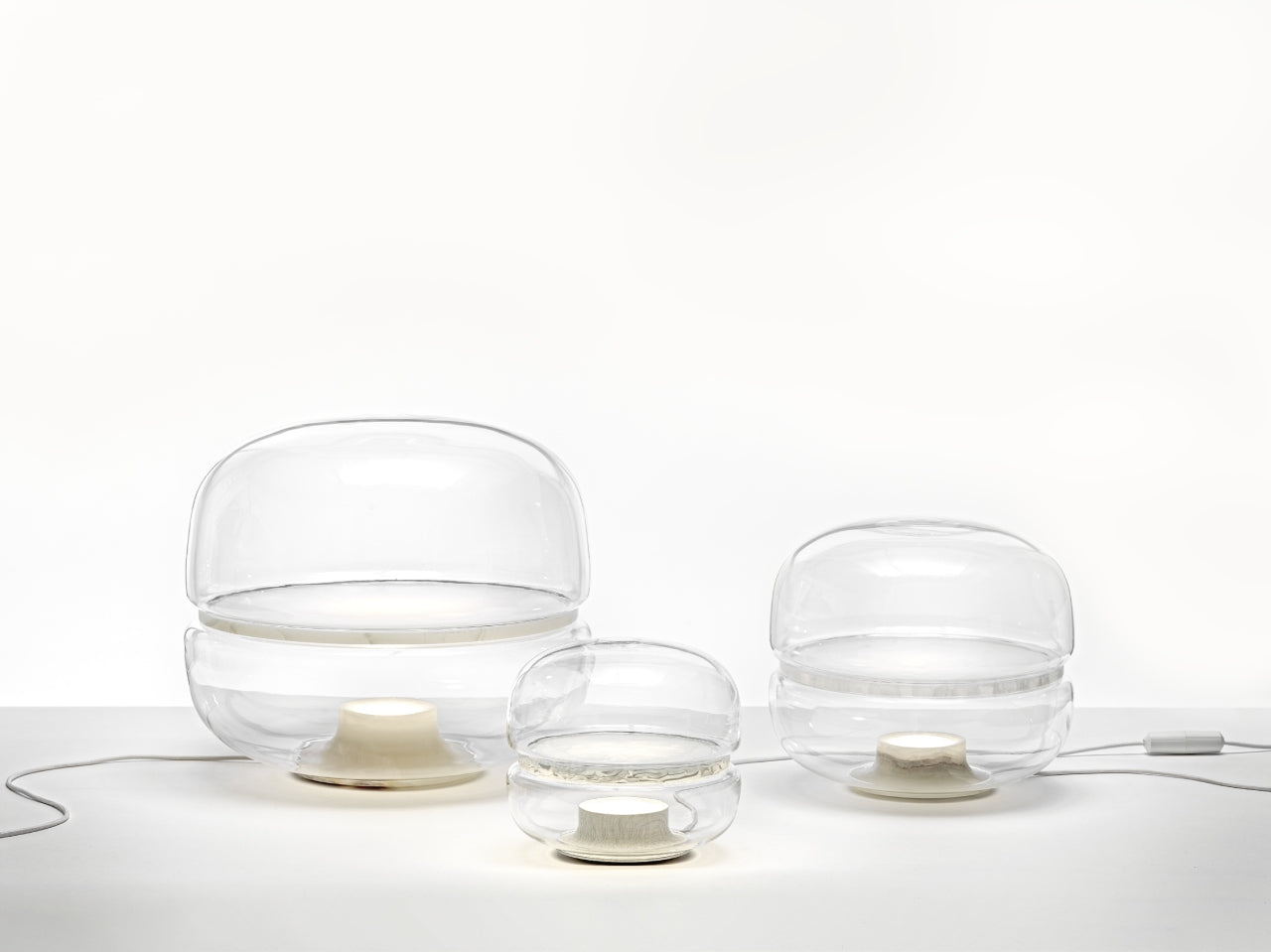 Makkaron -M -Tischlampe aufblasbares Glas mit Onyx
