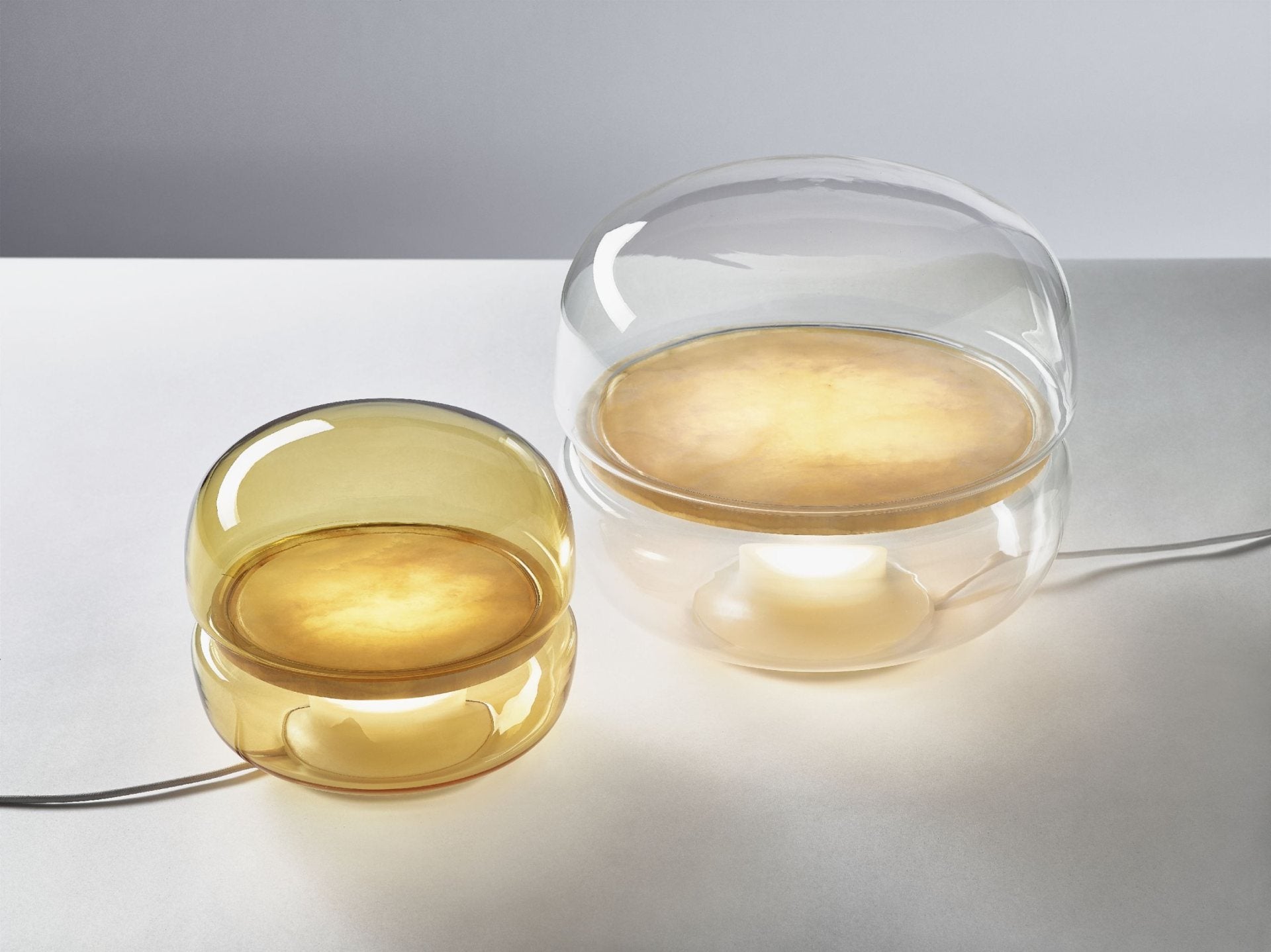 Makkaron -Mini -Tischlampe aufblasbares Glas mit Onyx